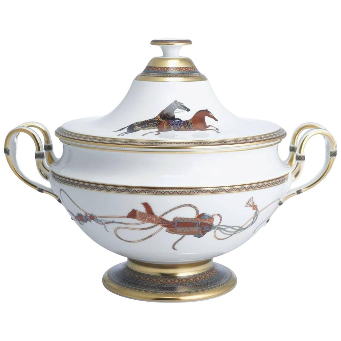 Hermes Cheval d'Orient Porcelain Soup Tureen For Sale