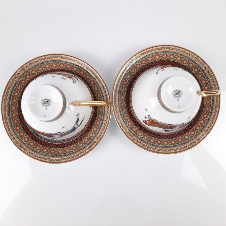 Hermes Cheval d'Orient tea cup and saucer n°3 Set of two In New Condition For Sale In Nicosia, CY