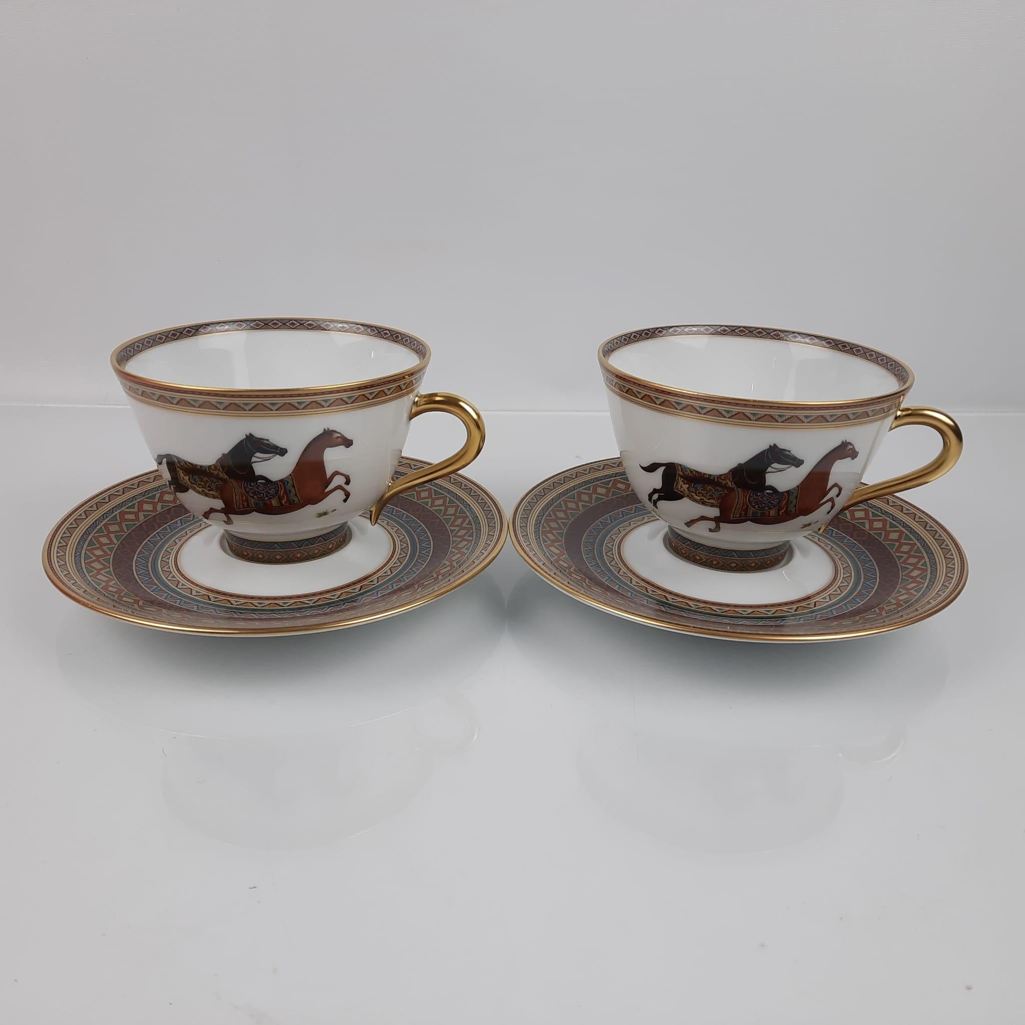 Hermes Cheval d'Orient tea cup and saucer Porcelain Set of Two 23cl 1