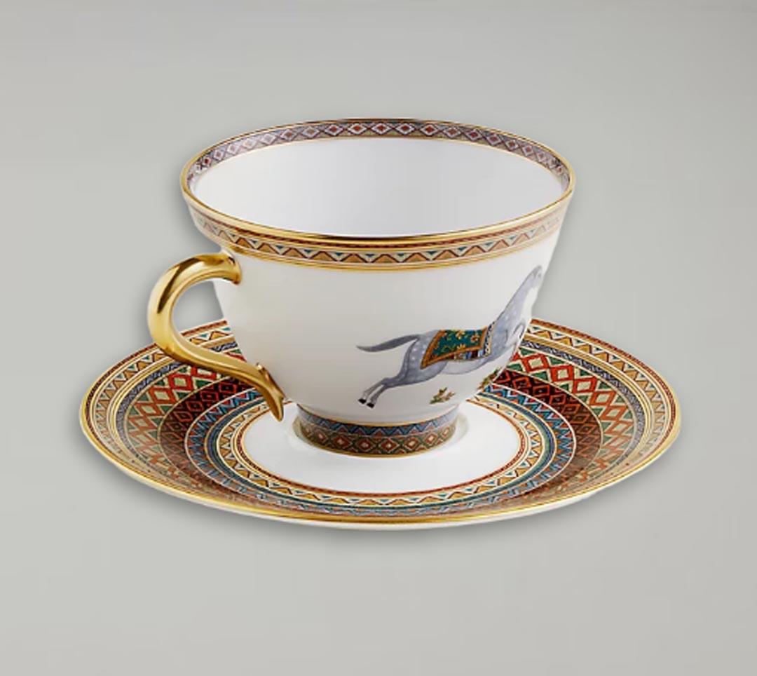 Hermes Cheval d'Orient tea cup and saucer Porcelain Set of Two 23cl 3
