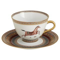 Hermes Cheval d'Orient tea cup and saucer Porcelain sets of two