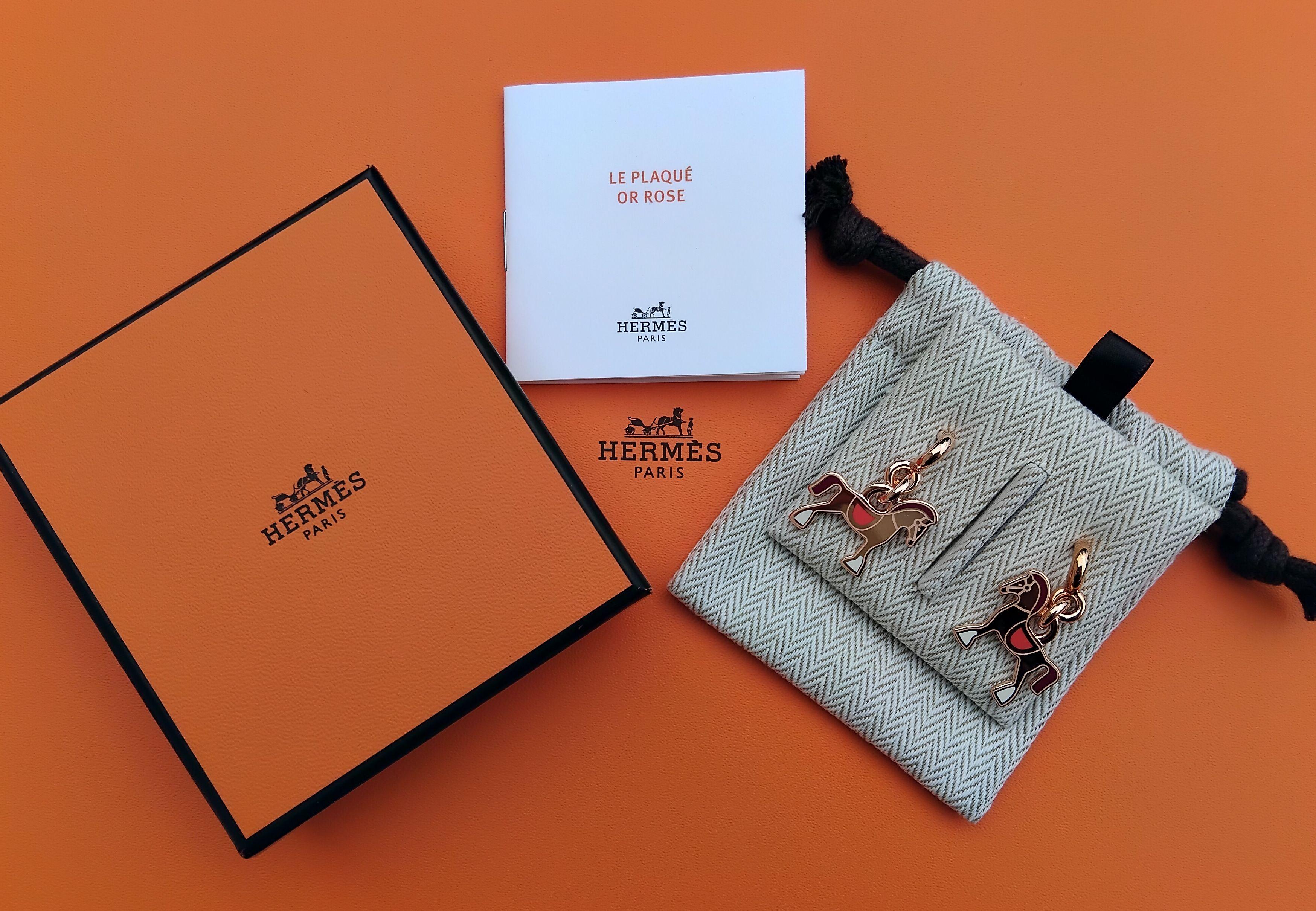 Hermès Cheval Horse Shaped Earrings Rose Gold Faubourg Texas For Sale 6