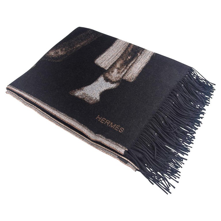 Hermes Cheval Palomino Alezan Mongolian Cashmere Throw Blanket New at