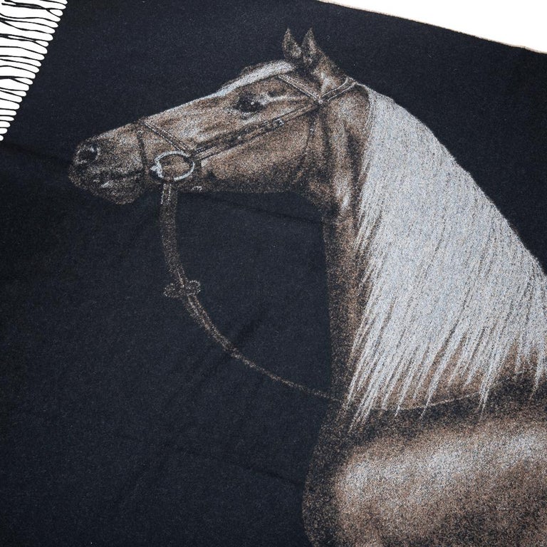 Hermes Cheval Palomino Alezan Mongolian Cashmere Throw Blanket New at