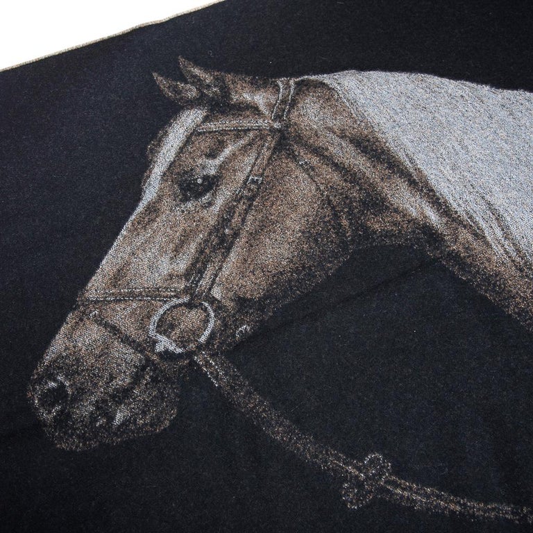 Hermes Cheval Palomino Alezan Mongolian Cashmere Throw Blanket New at