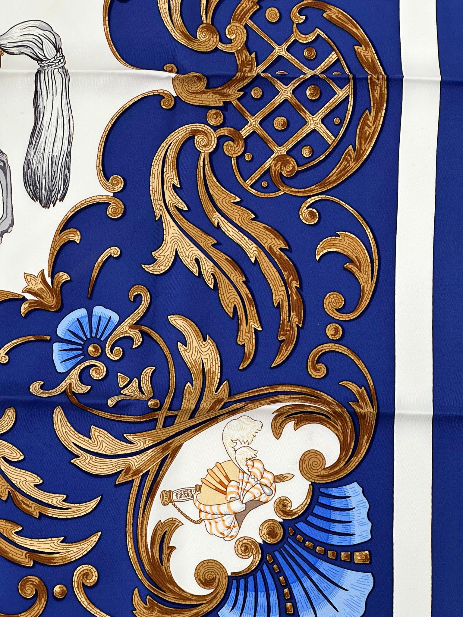 Hermès Cheval Turc Silk Twill Scarf Designed by Christiane Vauzelles 90cm For Sale 5