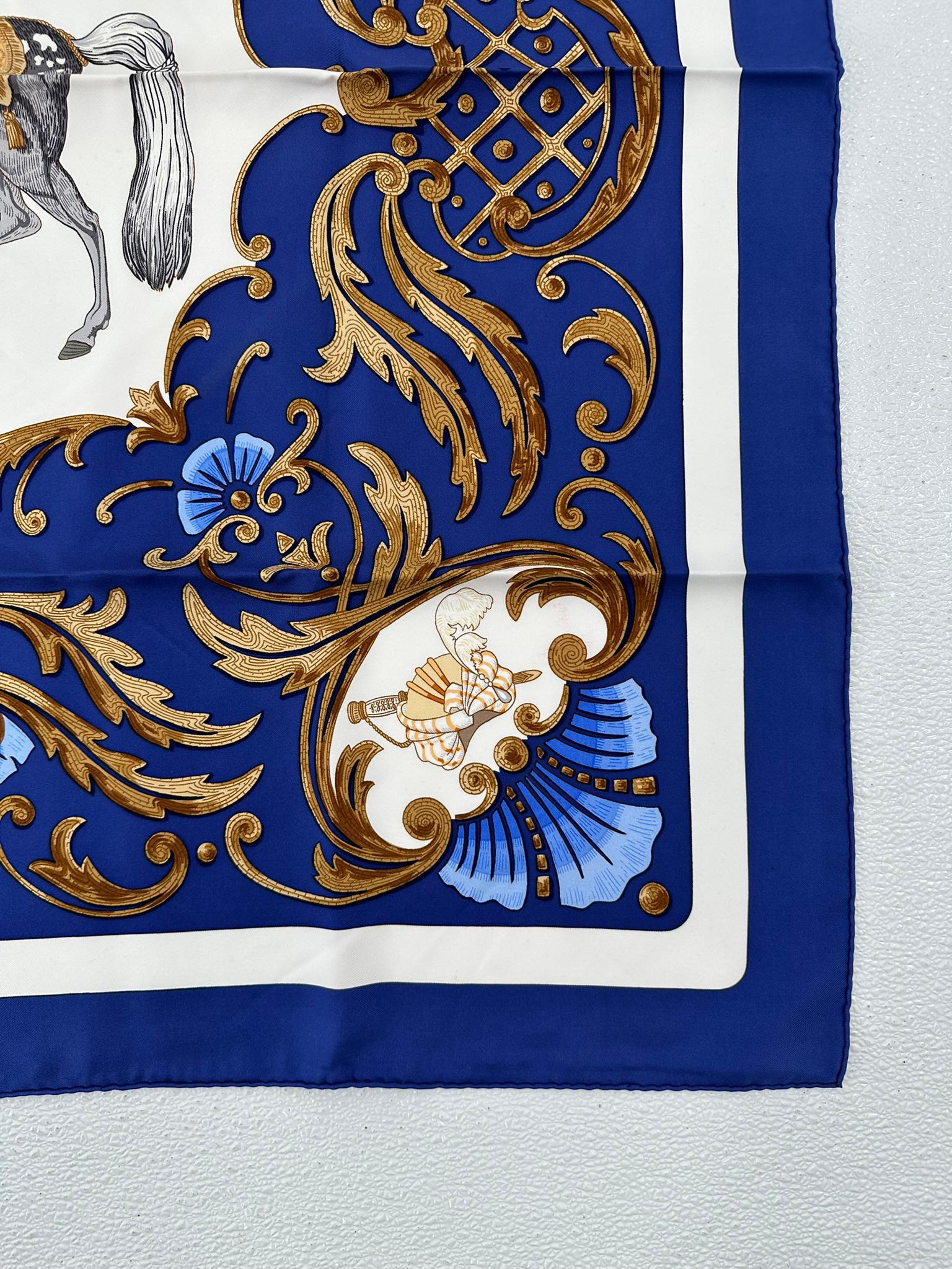 Hermès Cheval Turc Silk Twill Scarf Designed by Christiane Vauzelles 90cm In Excellent Condition For Sale In West Palm Beach, FL