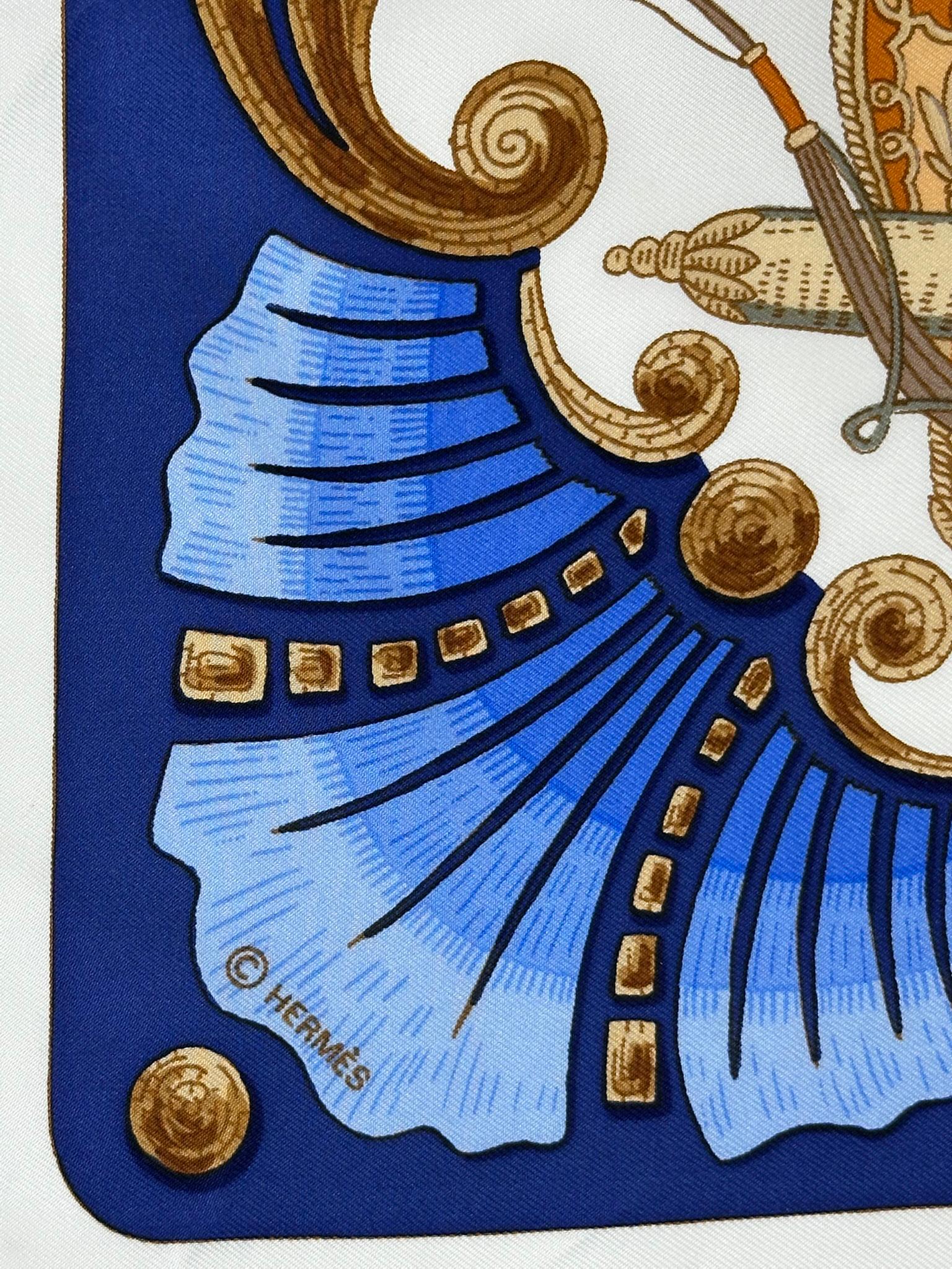 Women's or Men's Hermès Cheval Turc Silk Twill Scarf Designed by Christiane Vauzelles 90cm For Sale