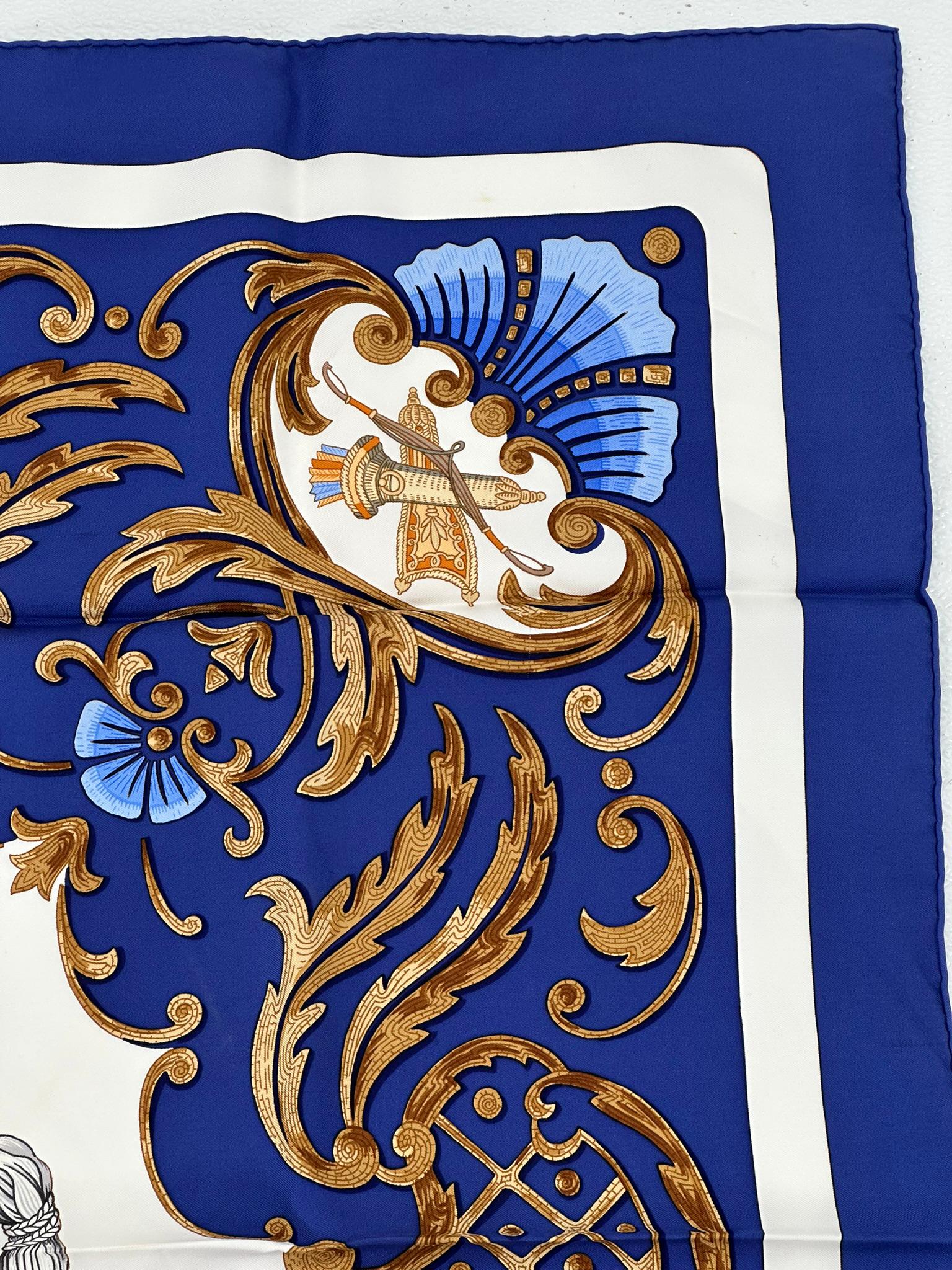 Hermès Cheval Turc Silk Twill Scarf Designed by Christiane Vauzelles 90cm For Sale 4