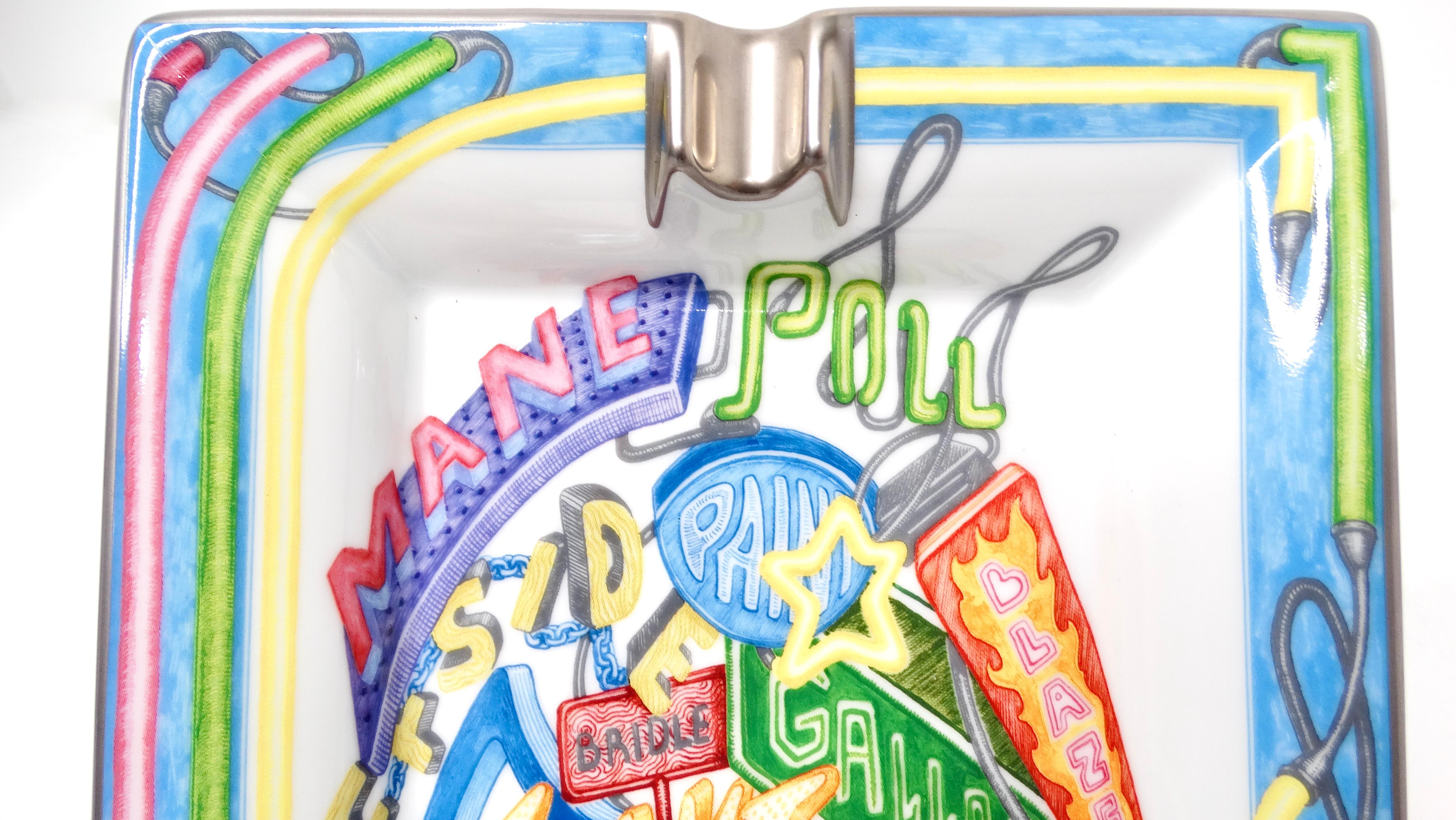 Gris Hermes Chevaloscope Neon Porcelain Ashtray en vente