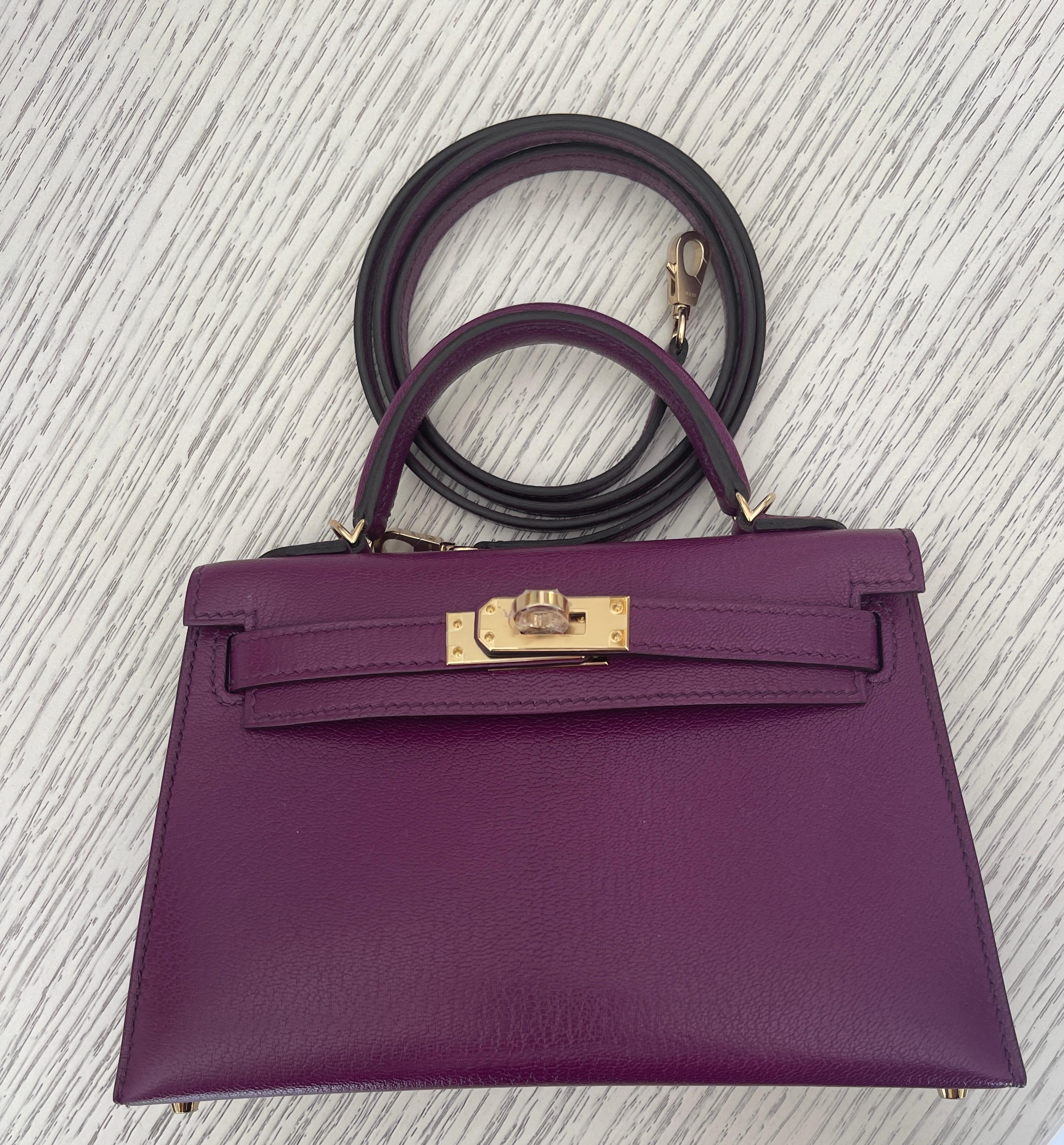 HERMES Chevre Mini Kelly Sellier 20 Anemone  4