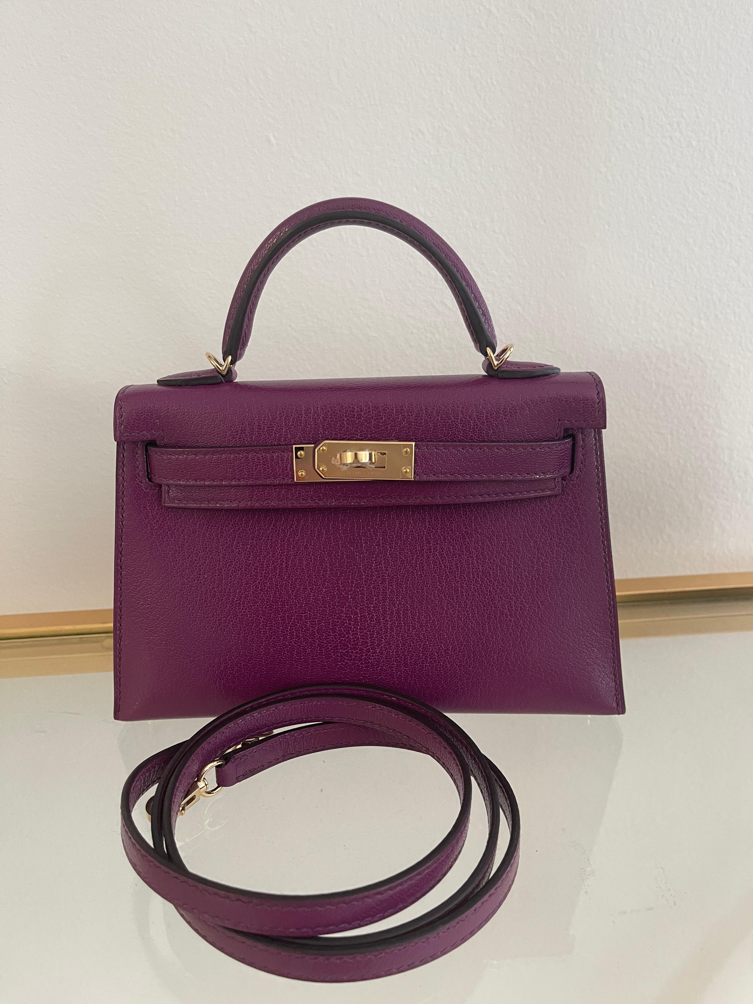 HERMES Chevre Mini Kelly Sellier 20 Anemone  9