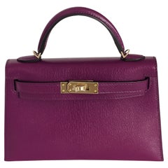 HERMES Chevre Mini Kelly Sellier 20 Anemone
