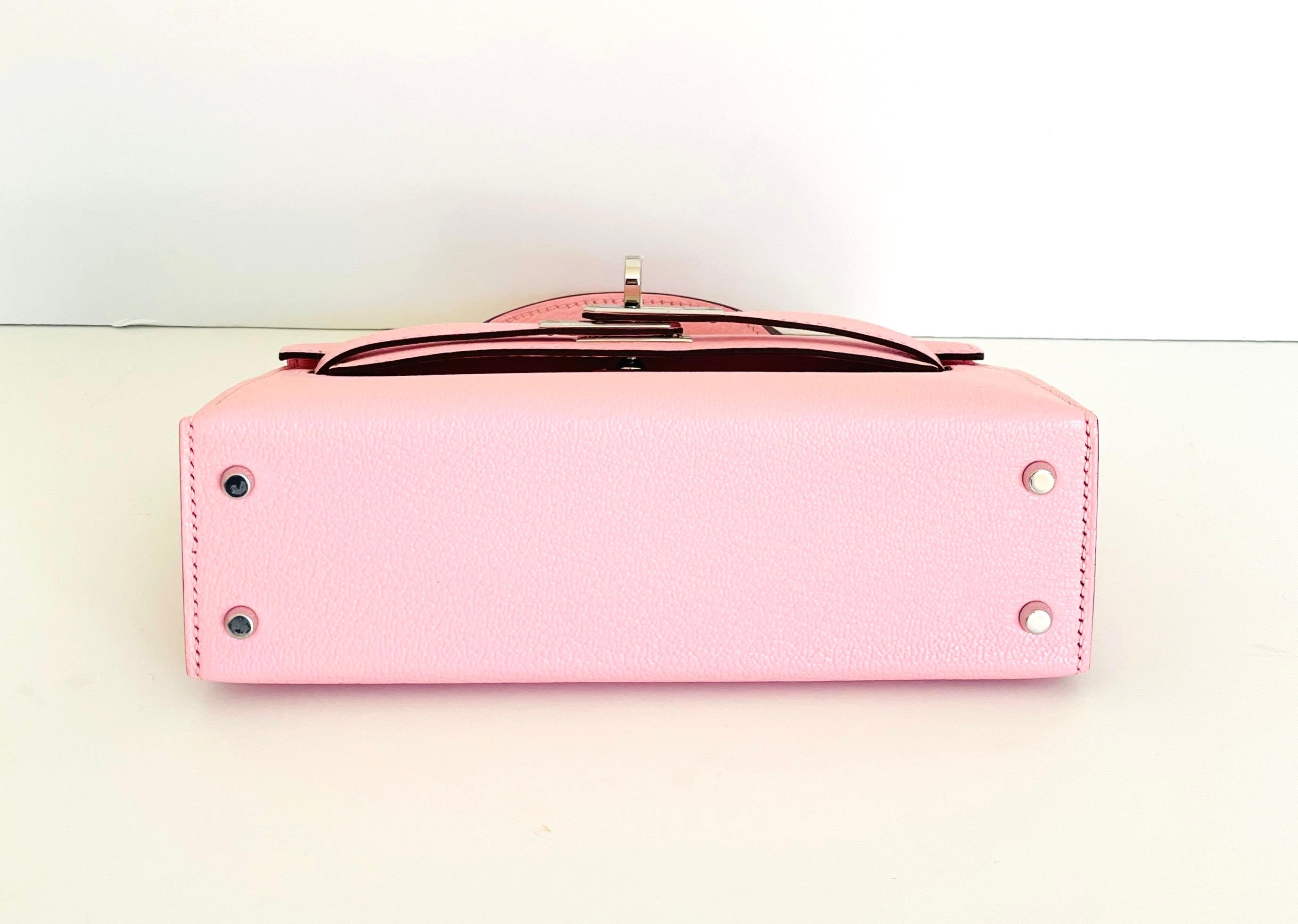 Women's or Men's HERMES Chevre Mini Kelly Sellier 20 Rose Sakura