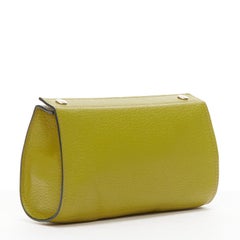 HERMES Chevre Mysore Karo green leather silver logo snap pouch bag