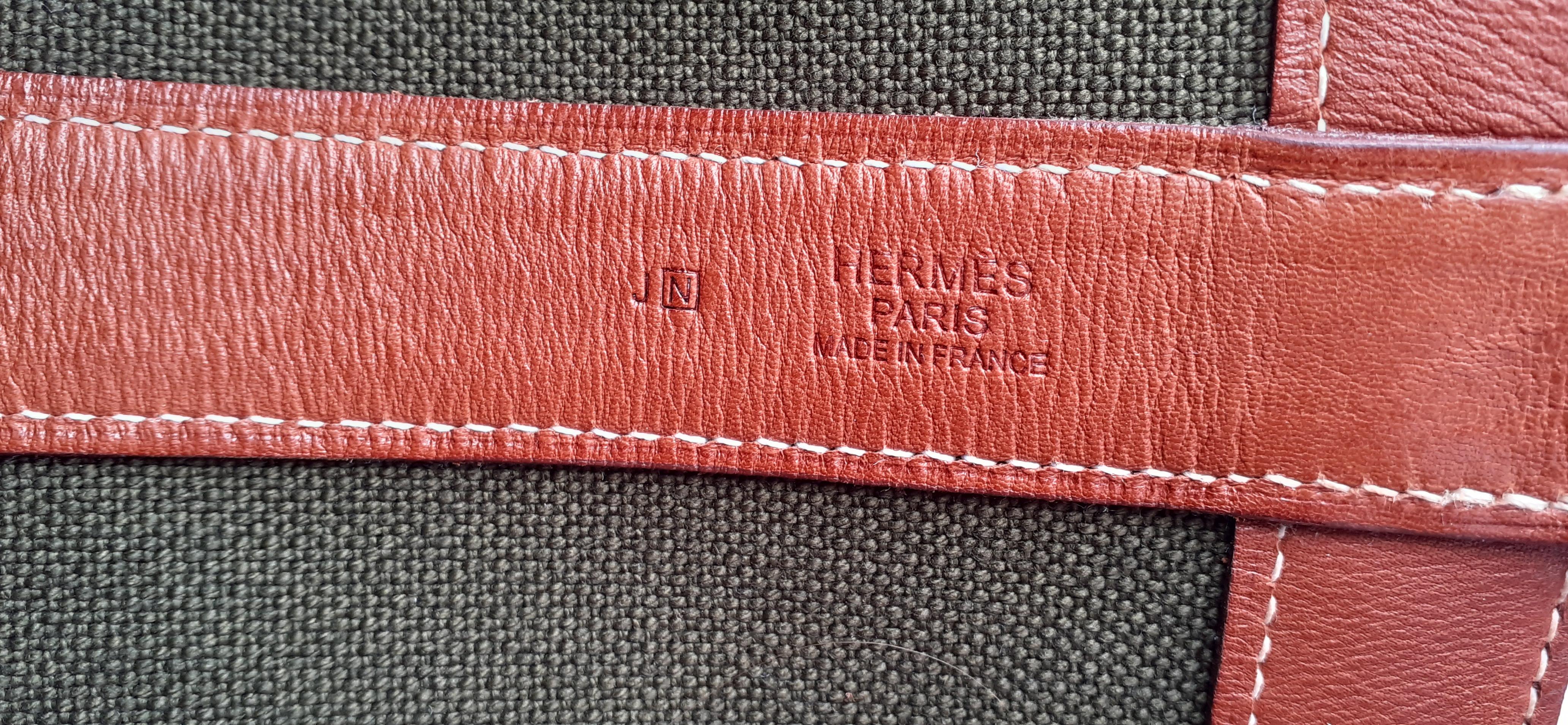 Hermès Chevrons Toile Canvas and Barenia Leather Tigre Royal Bucket Bag RARE For Sale 6