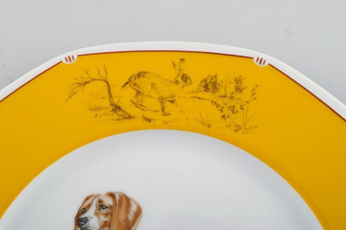 French Hermes Chiens Courants & Chiens D'Arret Porcelain Plate, Late 20th C