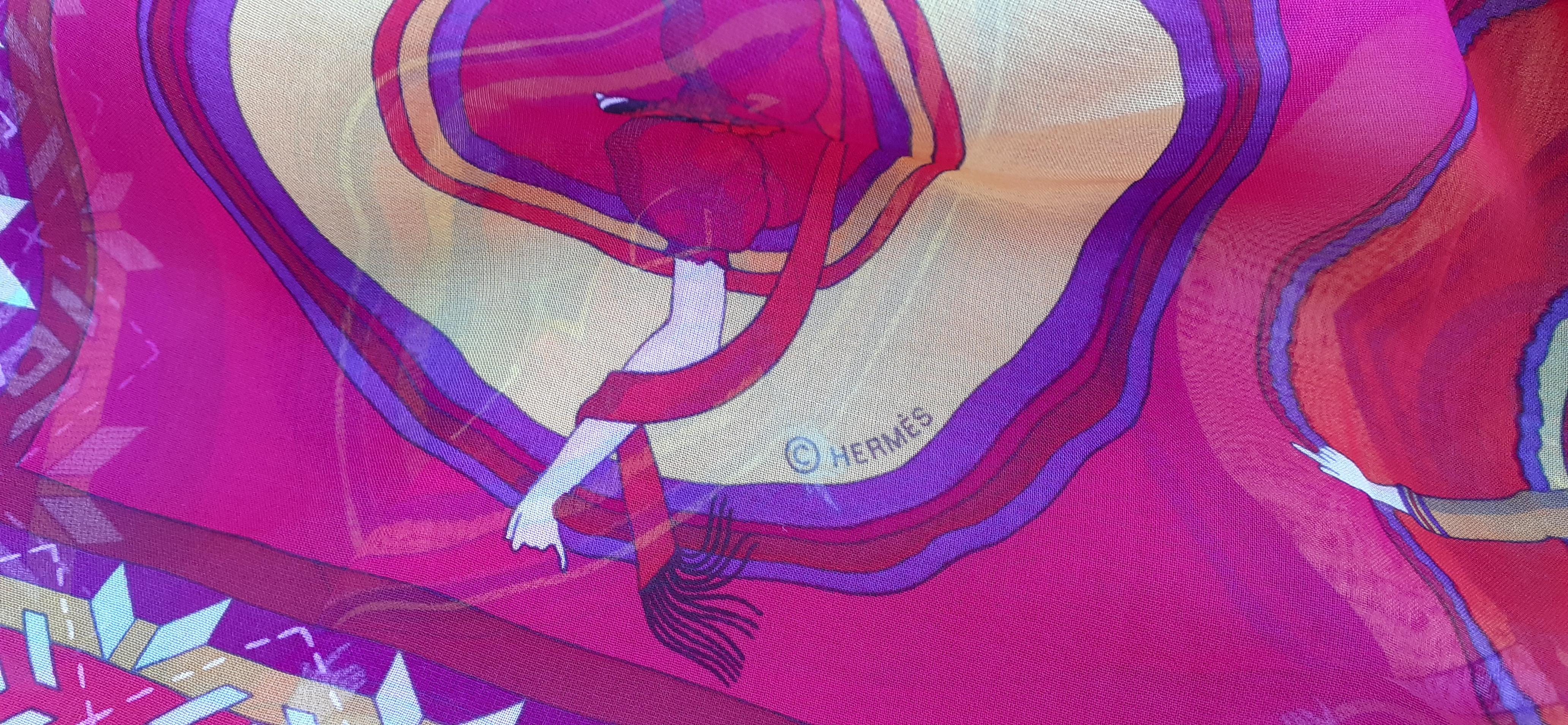 Hermès Chiffon Mousseline Silk Scarf Belles du Mexique Jamin 35 inches 5