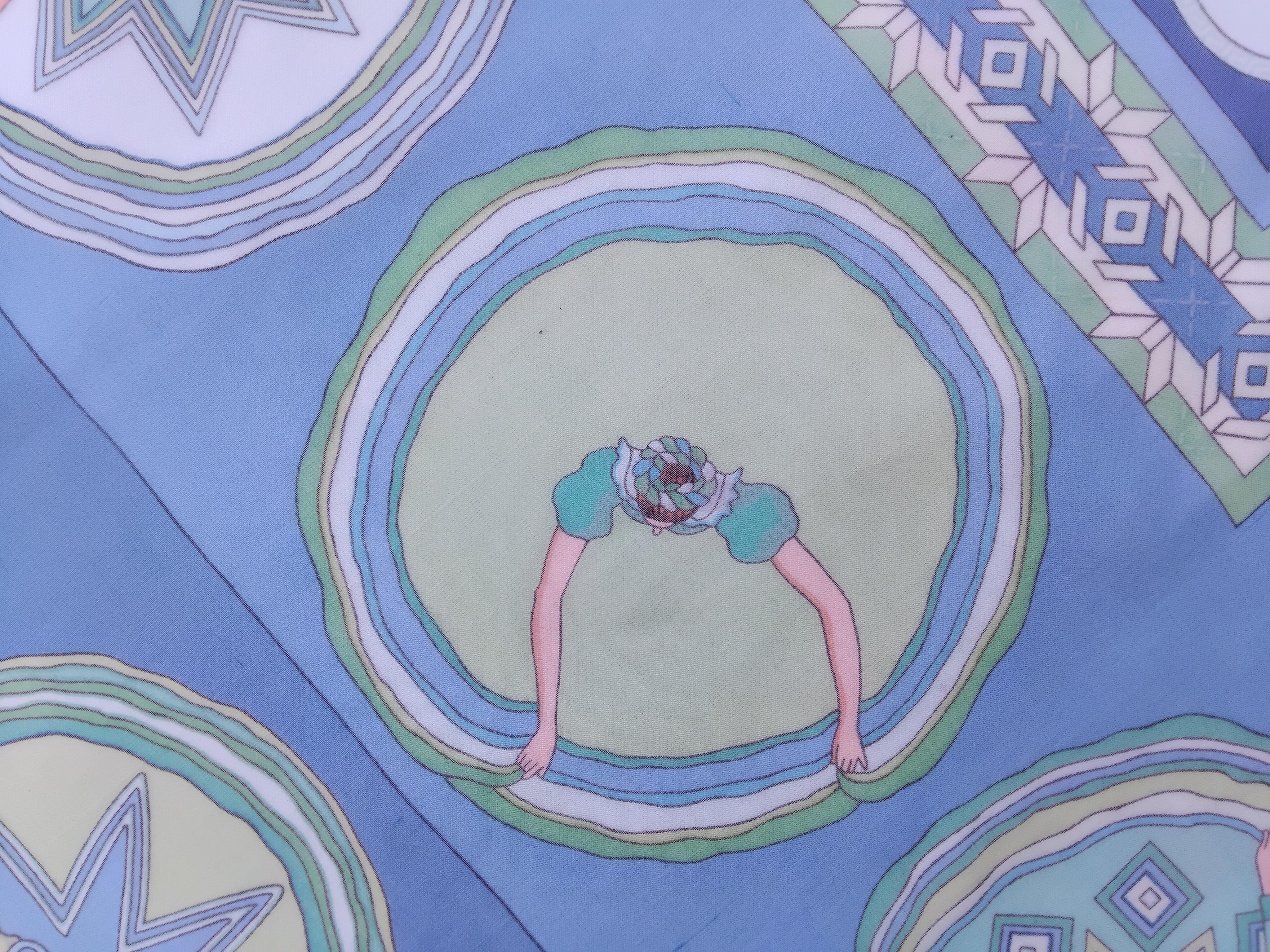 Hermès Chiffon Mousseline Silk Scarf Belles du Mexique Jamin 35 inches For Sale 9