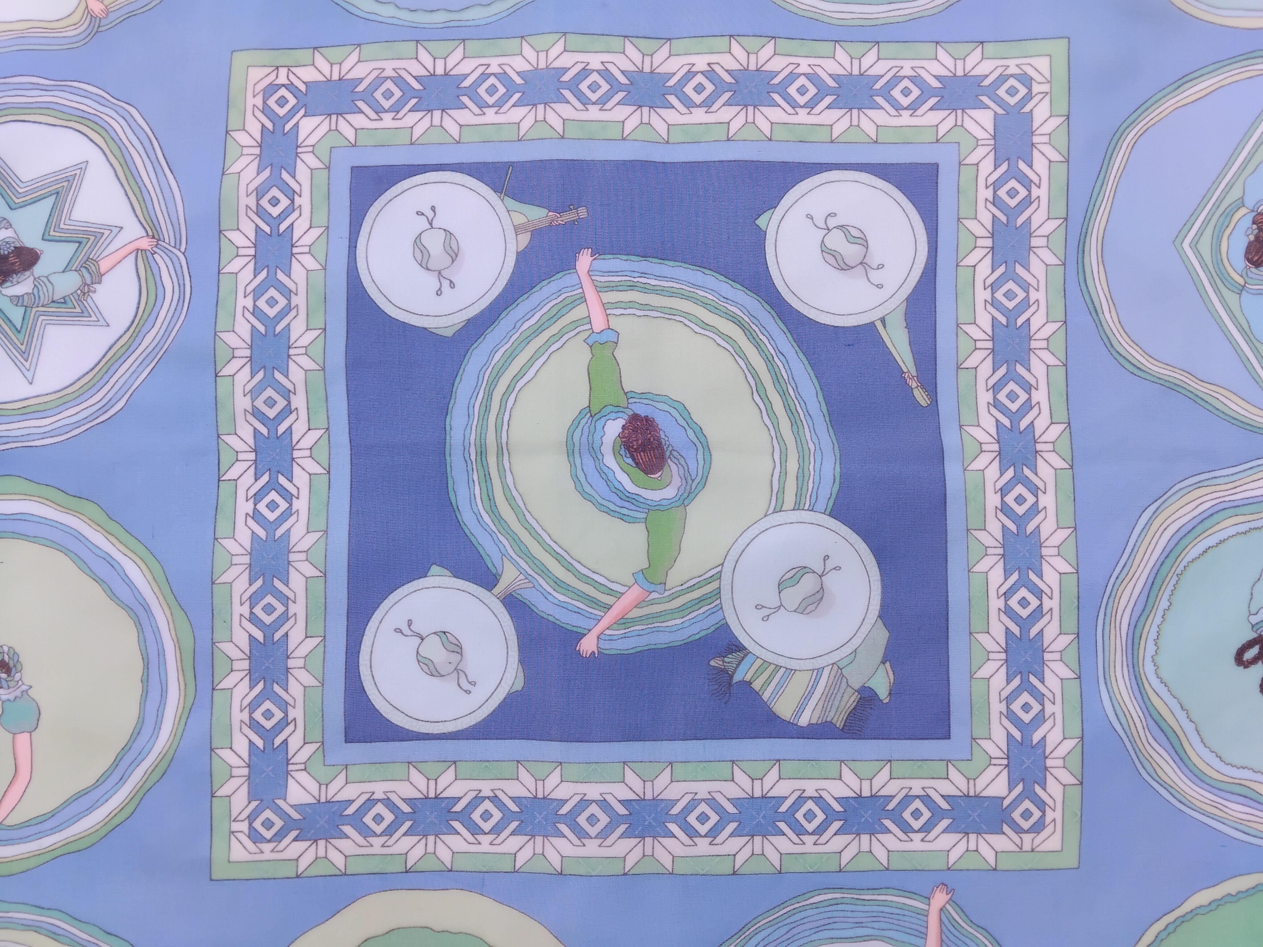 Hermès Chiffon Mousseline Silk Scarf Belles du Mexique Jamin 35 inches For Sale 10