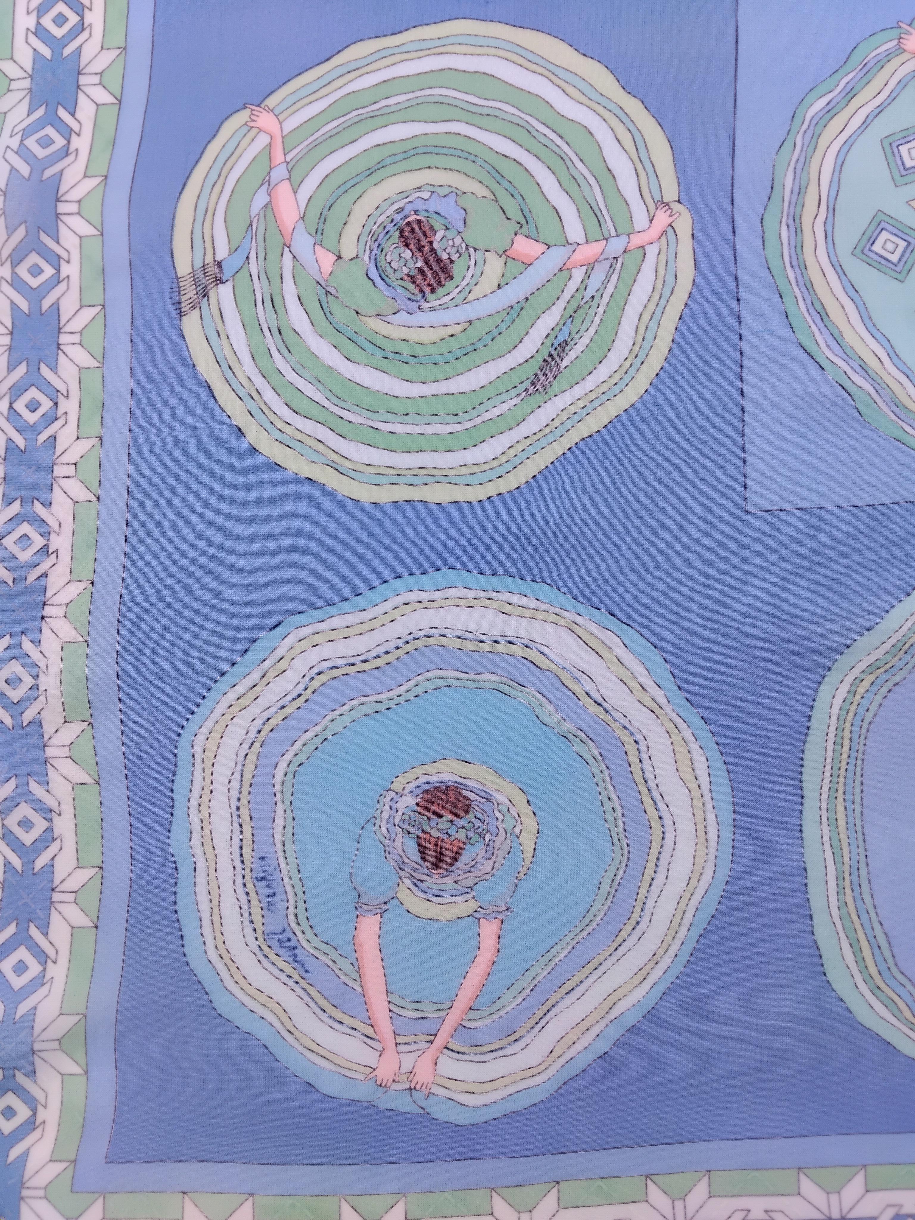 Hermès Chiffon Mousseline Silk Scarf Belles du Mexique Jamin 35 inches For Sale 2