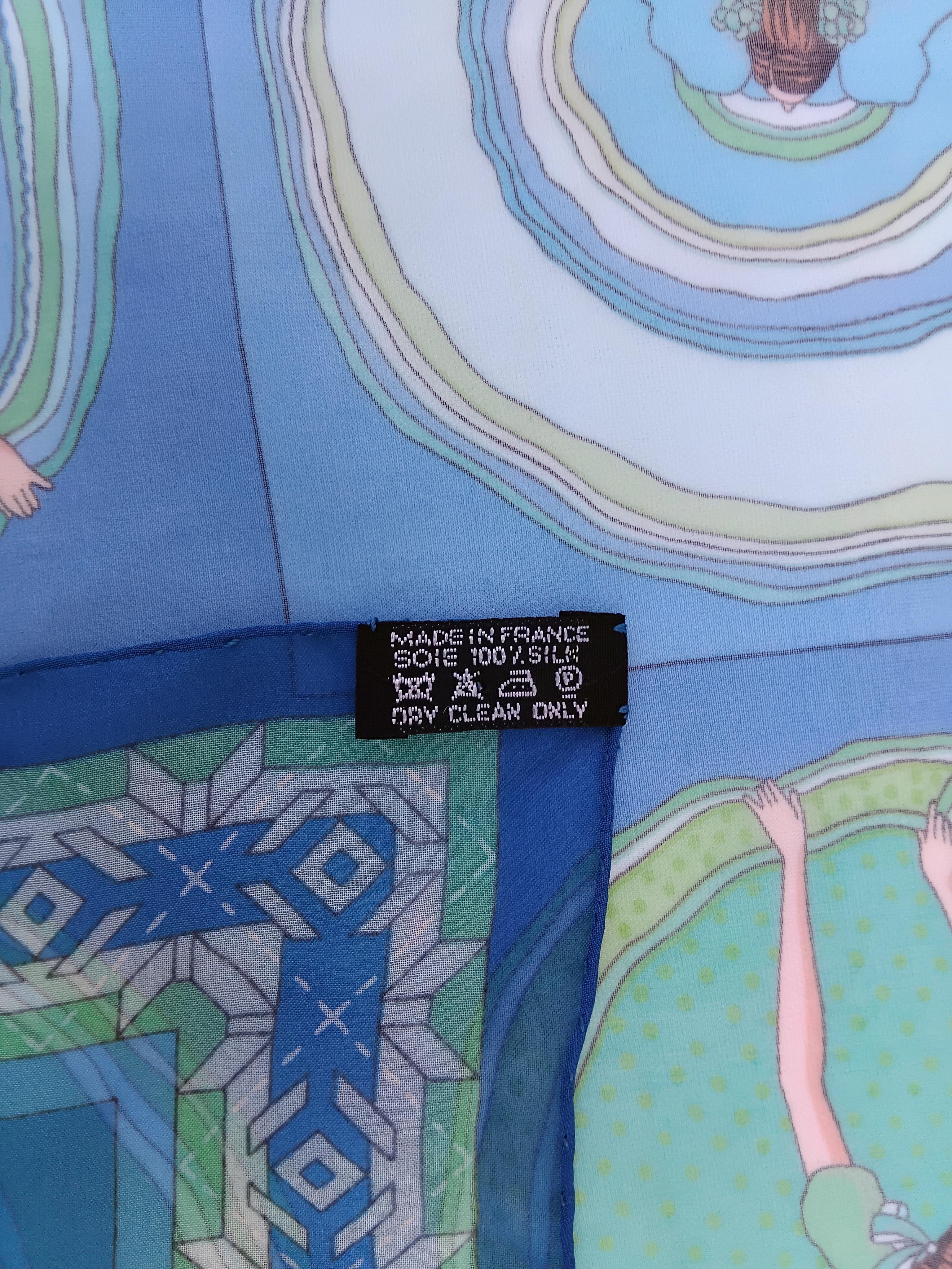 Hermès Chiffon Mousseline Silk Scarf Belles du Mexique Jamin 35 inches For Sale 4