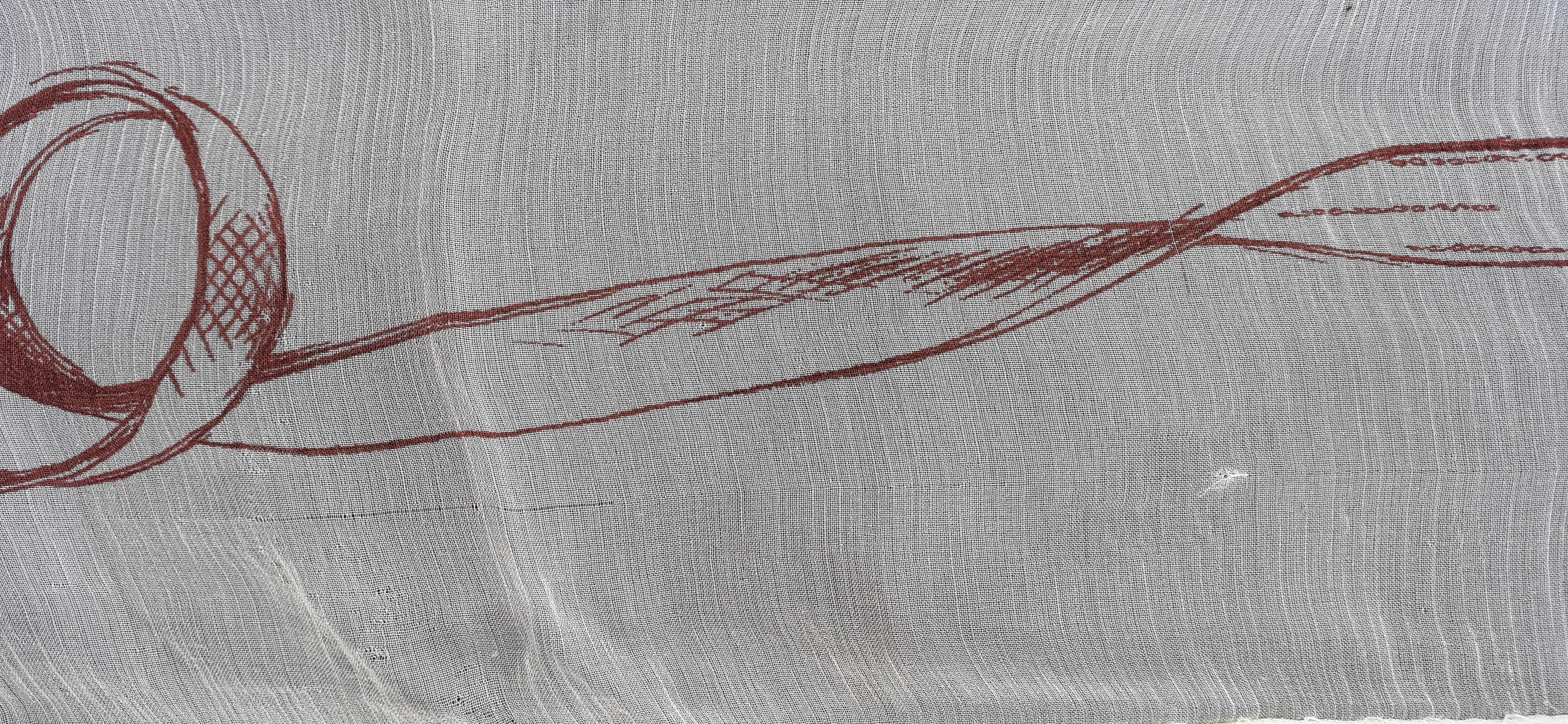 Hermès Chiffon Mousseline Silk Scarf Long Stole Toile de Jouy Pattern Rare 16