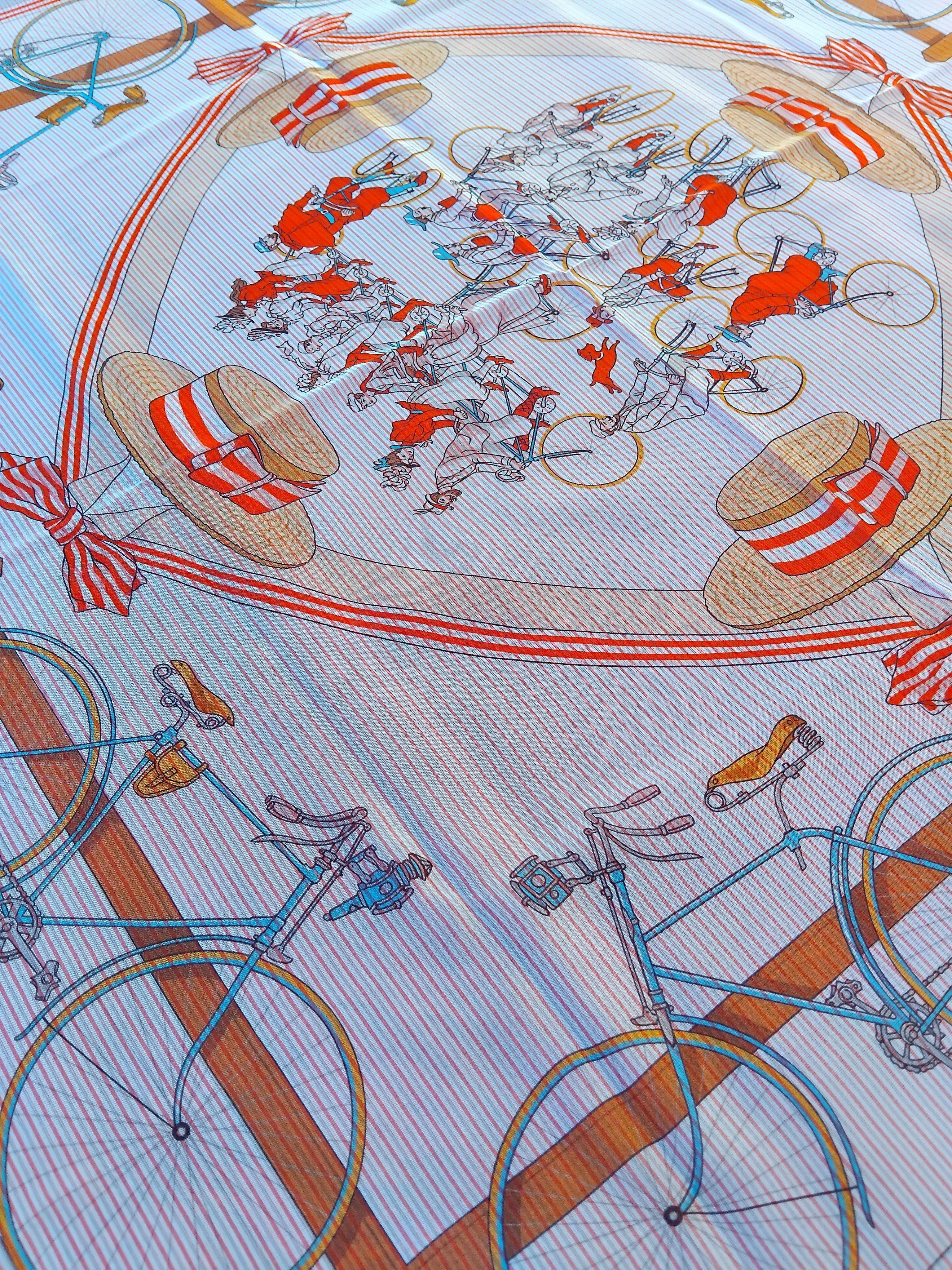 Hermès Chiffon Silk Scarf Mousseline Les Bécanes Grenadine Grygkar 70 cm For Sale 10