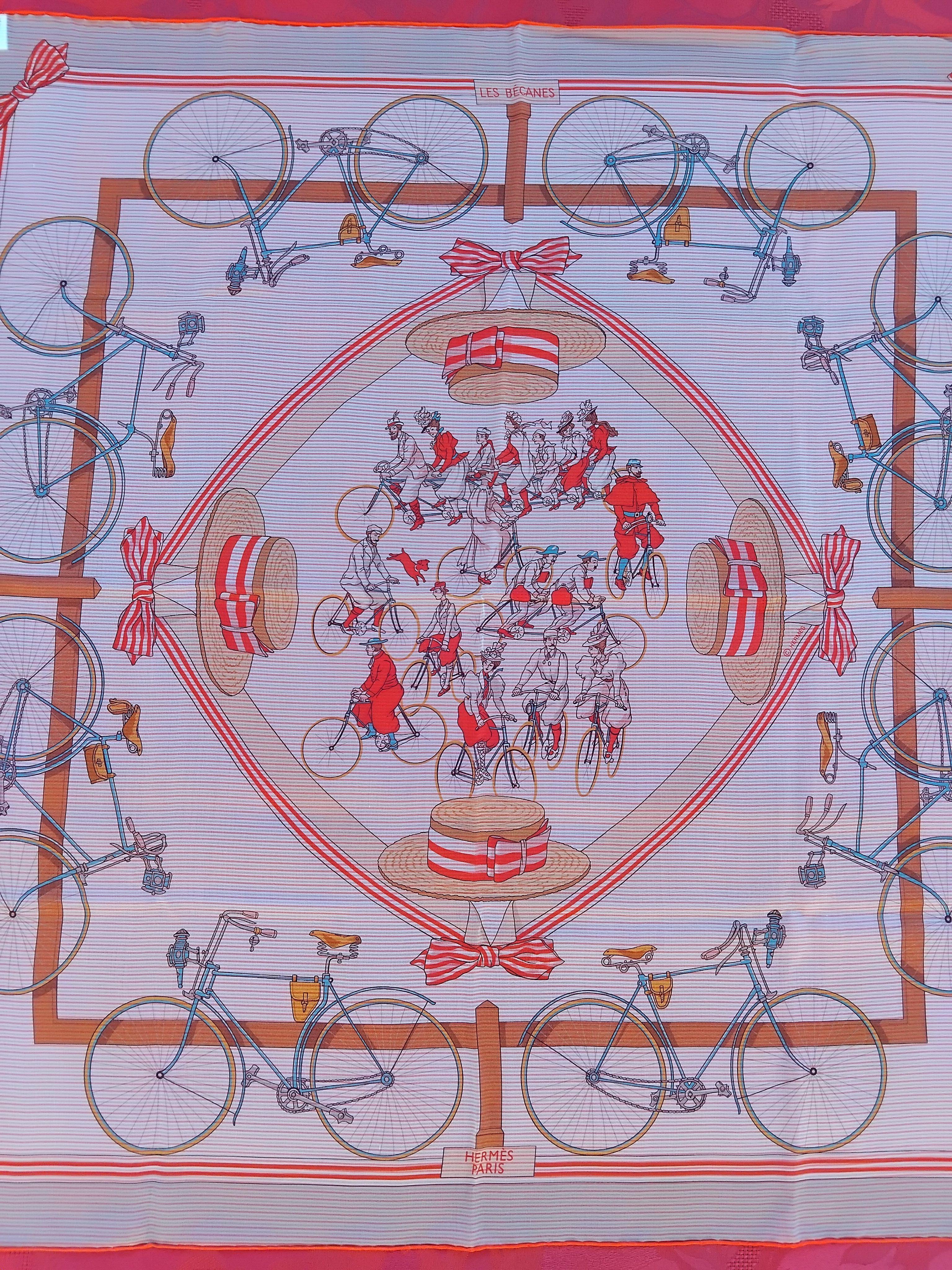 Gray Hermès Chiffon Silk Scarf Mousseline Les Bécanes Grenadine Grygkar 70 cm For Sale
