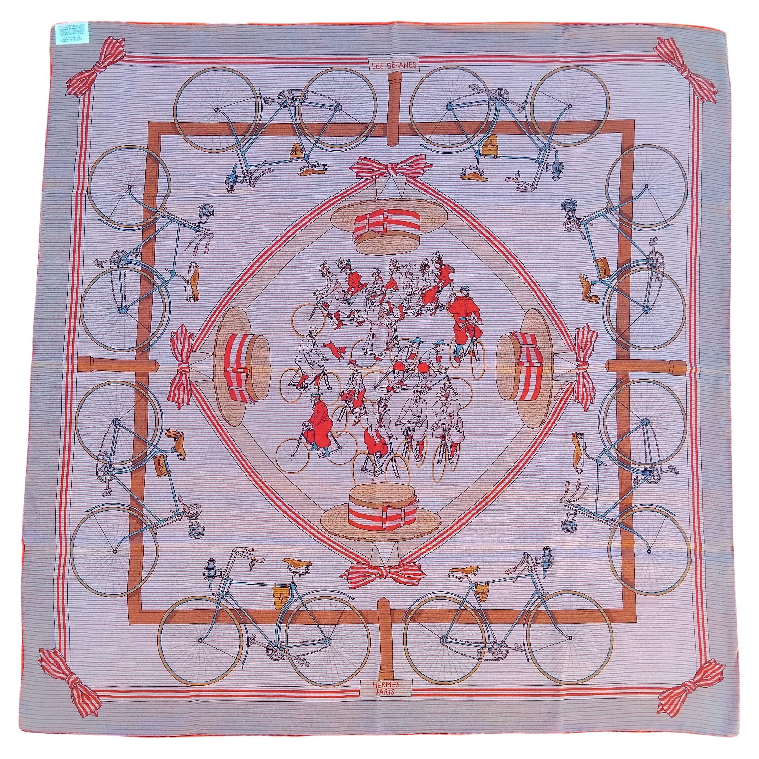 Hermès Chiffon Silk Scarf Mousseline Les Bécanes Grenadine Grygkar 70 cm For Sale