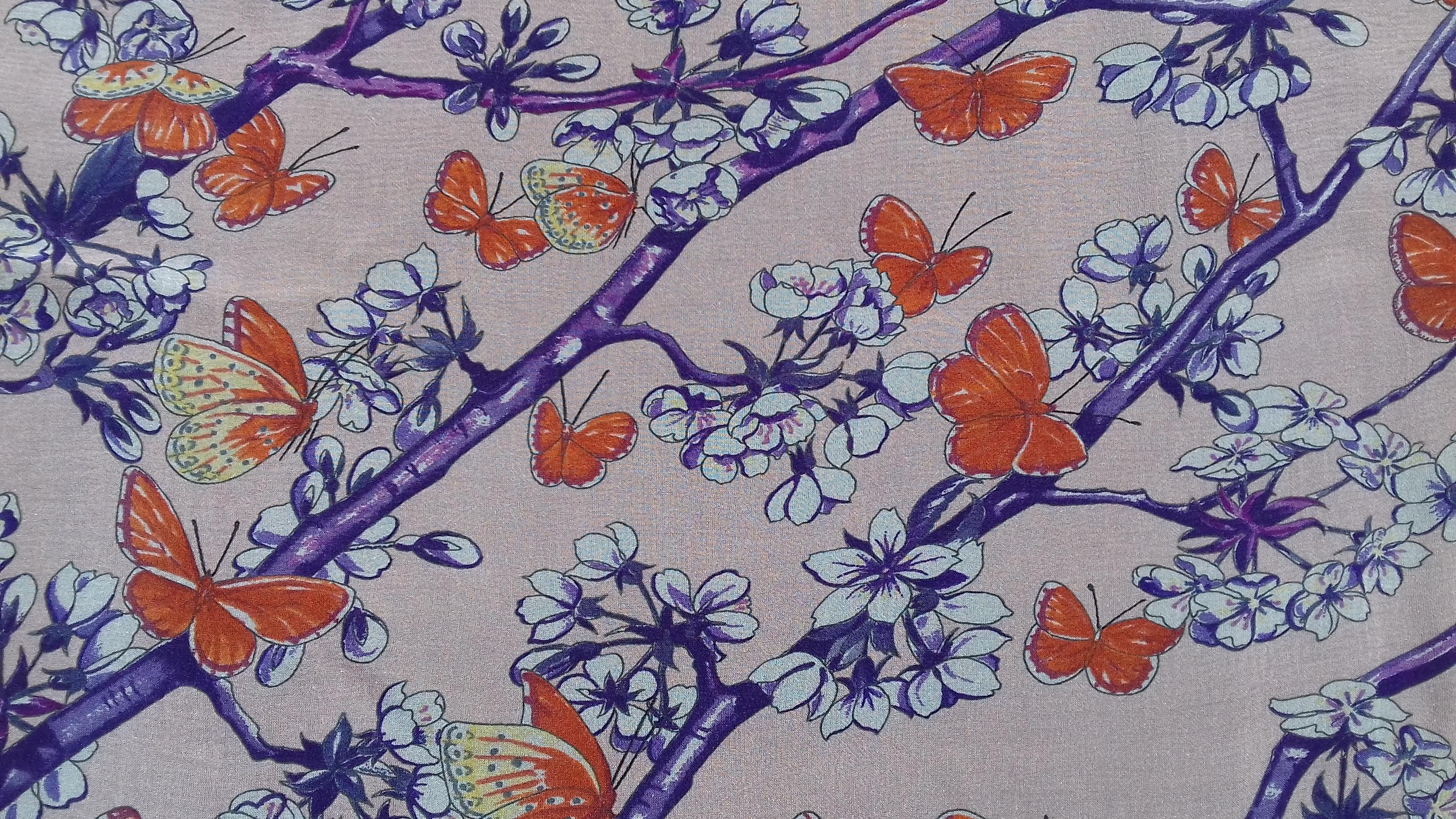 Hermès Chiffon Silk Scarf Vol Amoureux des Azures Toutsy Butterflies RARE 6