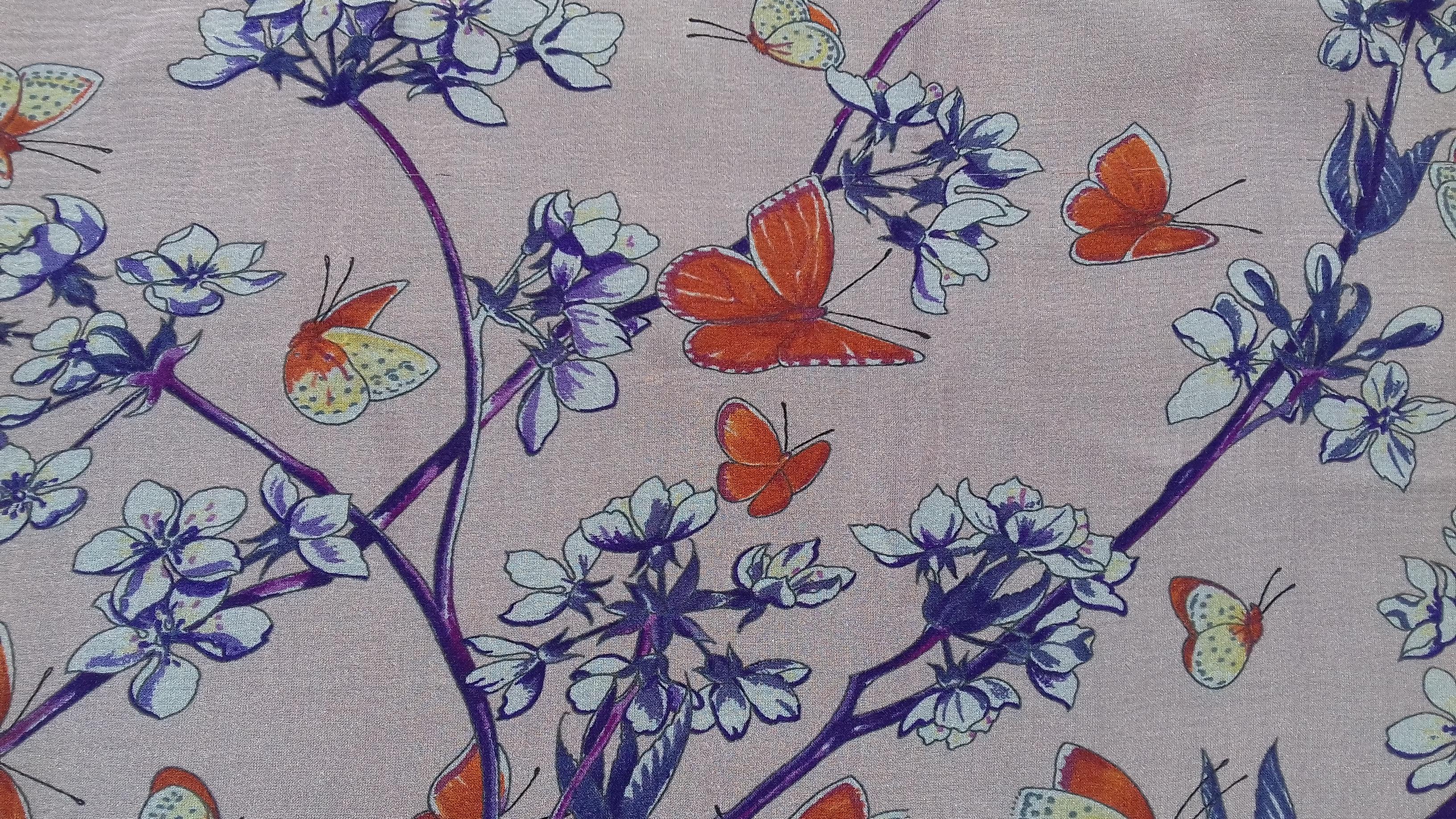 Hermès Chiffon Silk Scarf Vol Amoureux des Azures Toutsy Butterflies RARE 7