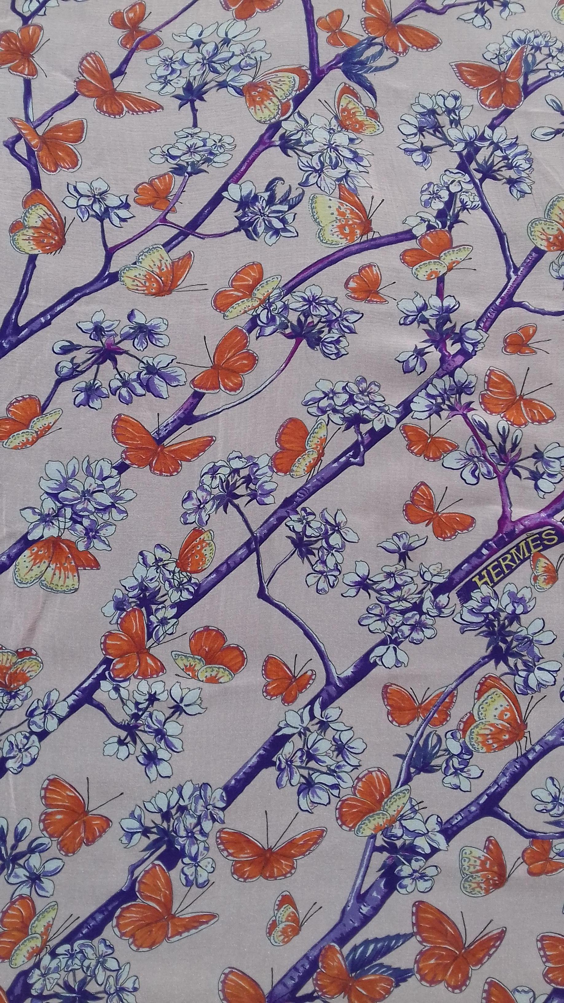 Hermès Chiffon Silk Scarf Vol Amoureux des Azures Toutsy Butterflies RARE 2