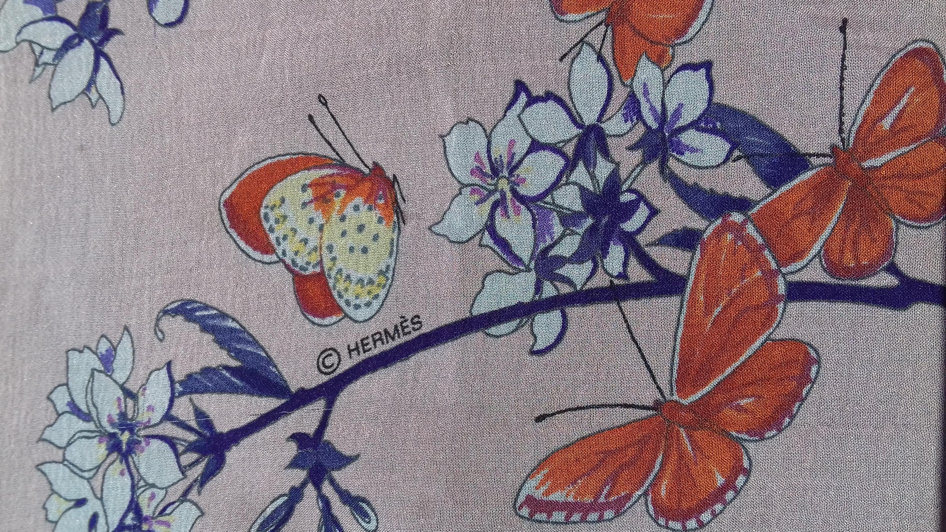 Hermès Chiffon Silk Scarf Vol Amoureux des Azures Toutsy Butterflies RARE 3