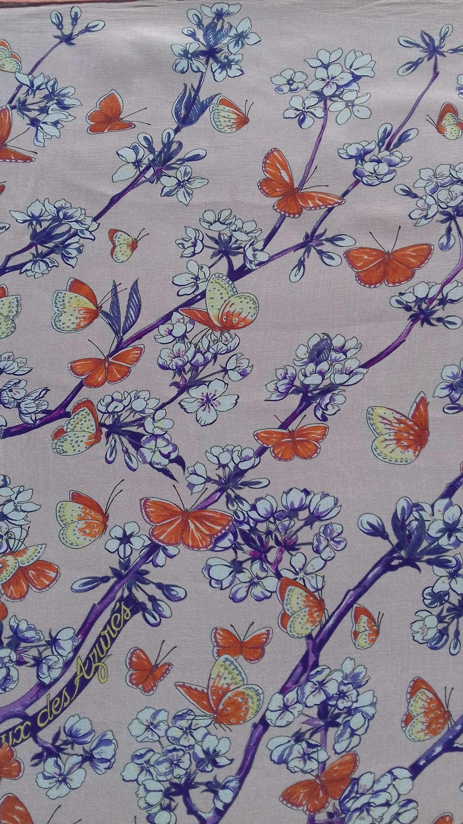 Hermès Chiffon Silk Scarf Vol Amoureux des Azures Toutsy Butterflies RARE 4
