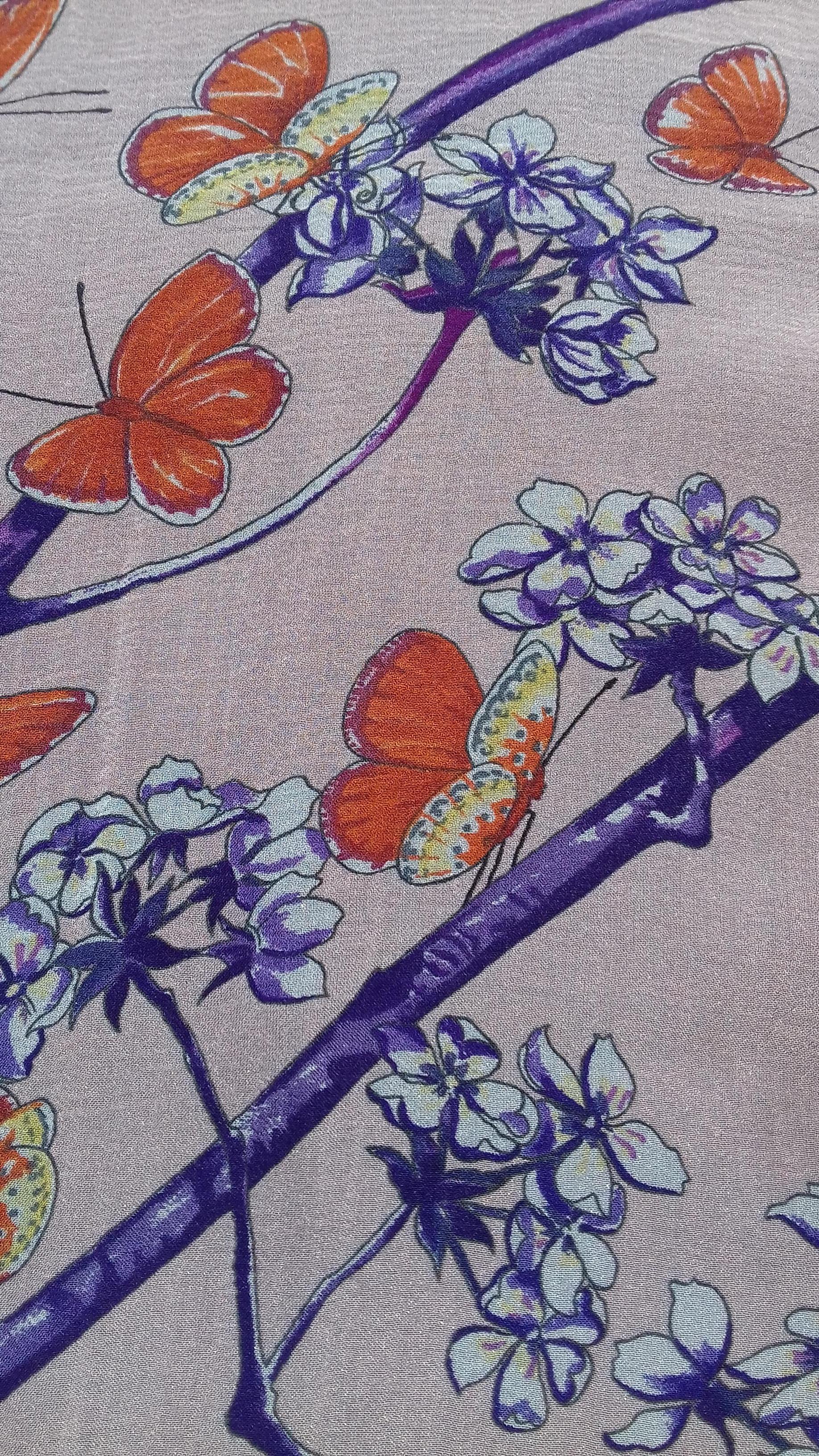 Hermès Chiffon Silk Scarf Vol Amoureux des Azures Toutsy Butterflies RARE 5