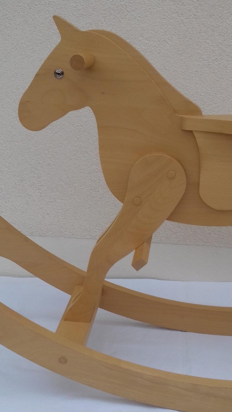 Hermès Child Toy Real Beechwood Rocking Horse RARE For Sale at 1stDibs