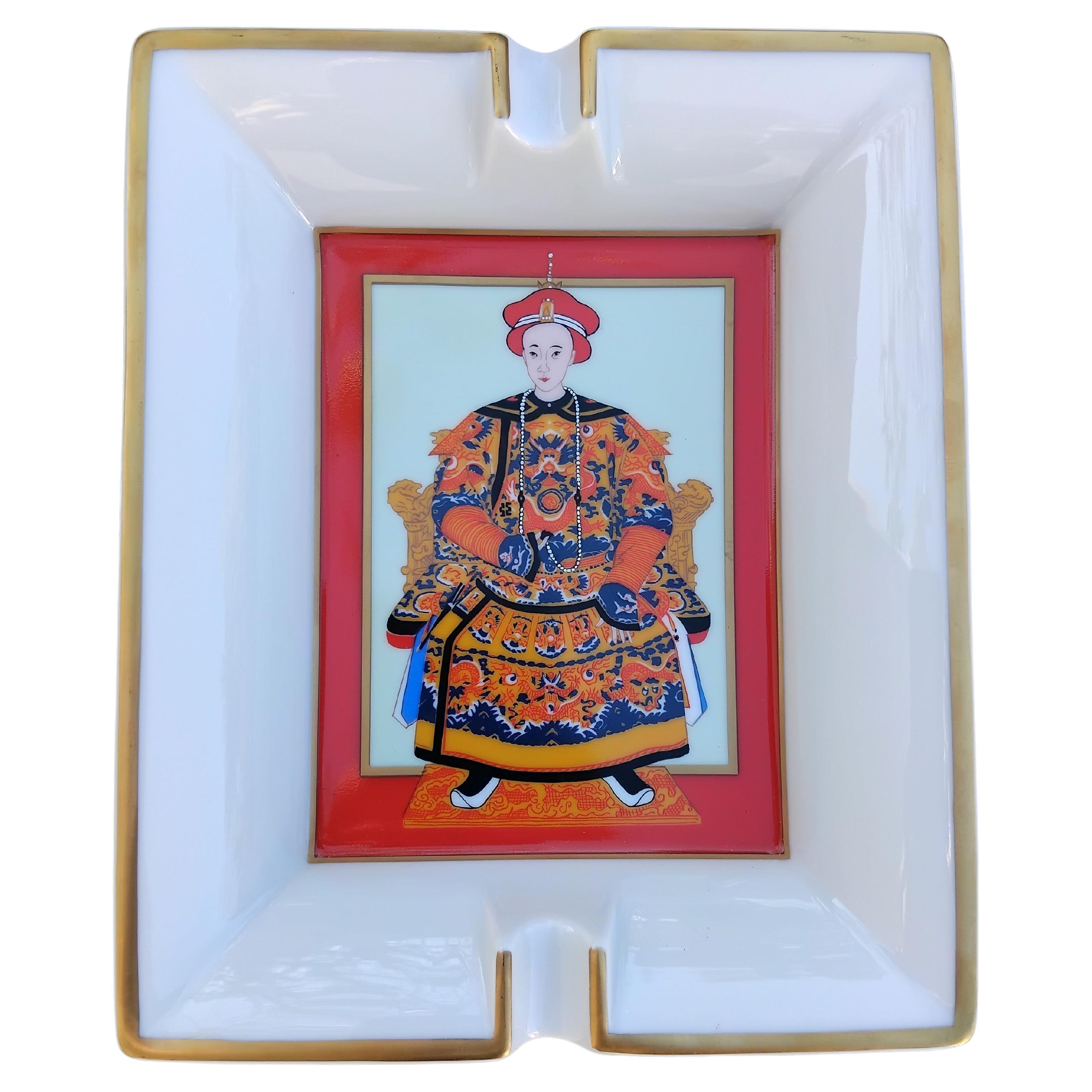 Hermès Chinese Emperor Ashtray Change Tray Porcelain Gold 10