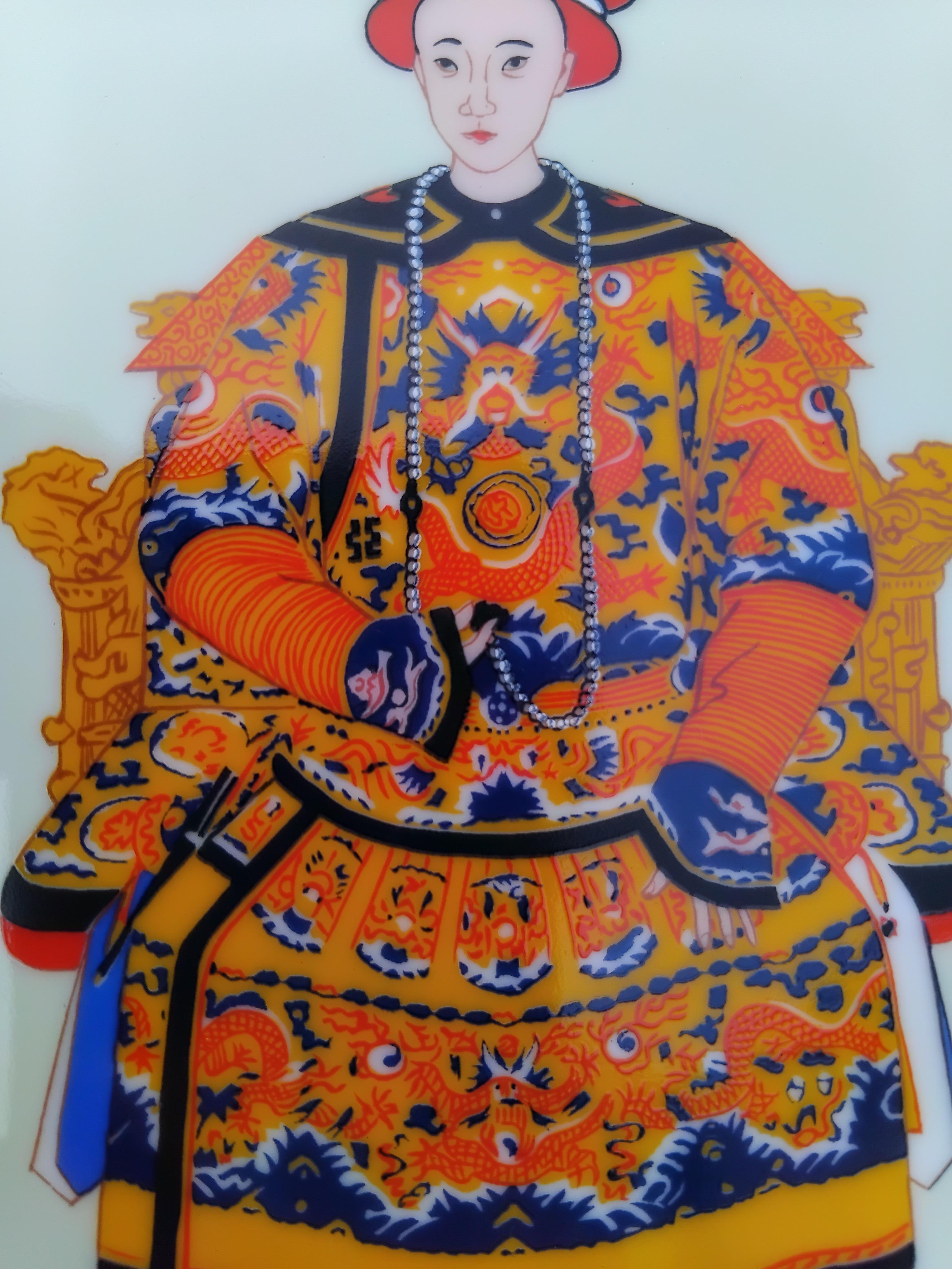 Hermès Chinese Emperor Cigar Ashtray Change Tray Porcelain Gold In Good Condition For Sale In Corcoué Sur Logne, Loire-Atlantique