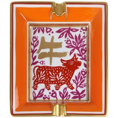 Vintage Hermes Chinese Zodiac Ashtray, Year of the Ox