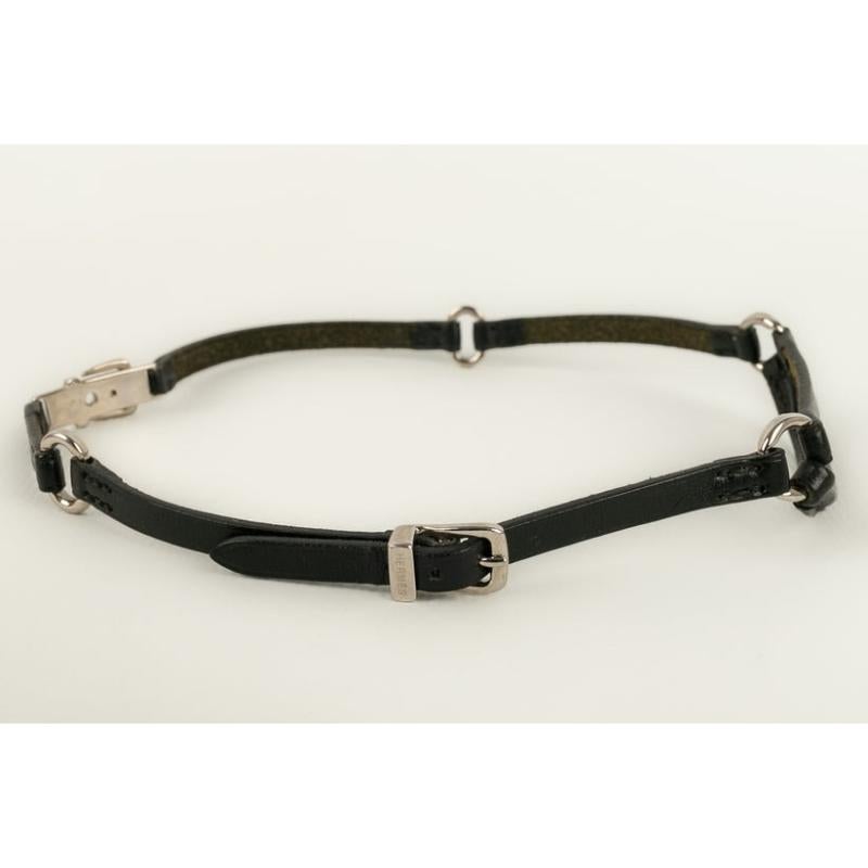 Hermès Chocker Necklace in Leather and Silver-Plated Metal 1