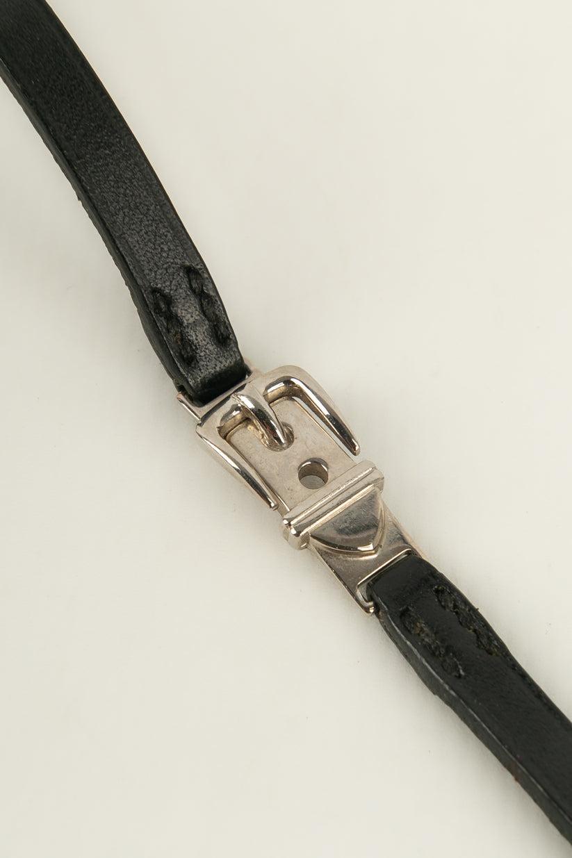 Hermès Chocker Necklace in Leather and Silver-Plated Metal 2