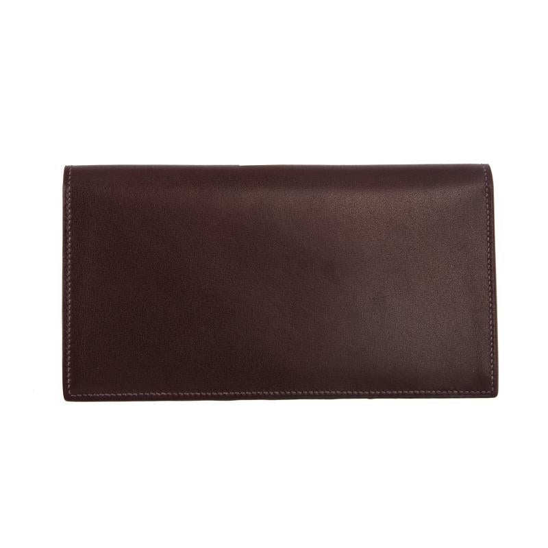 Black HERMES Chocolat brown Swift leather CITIZEN LONG Wallet