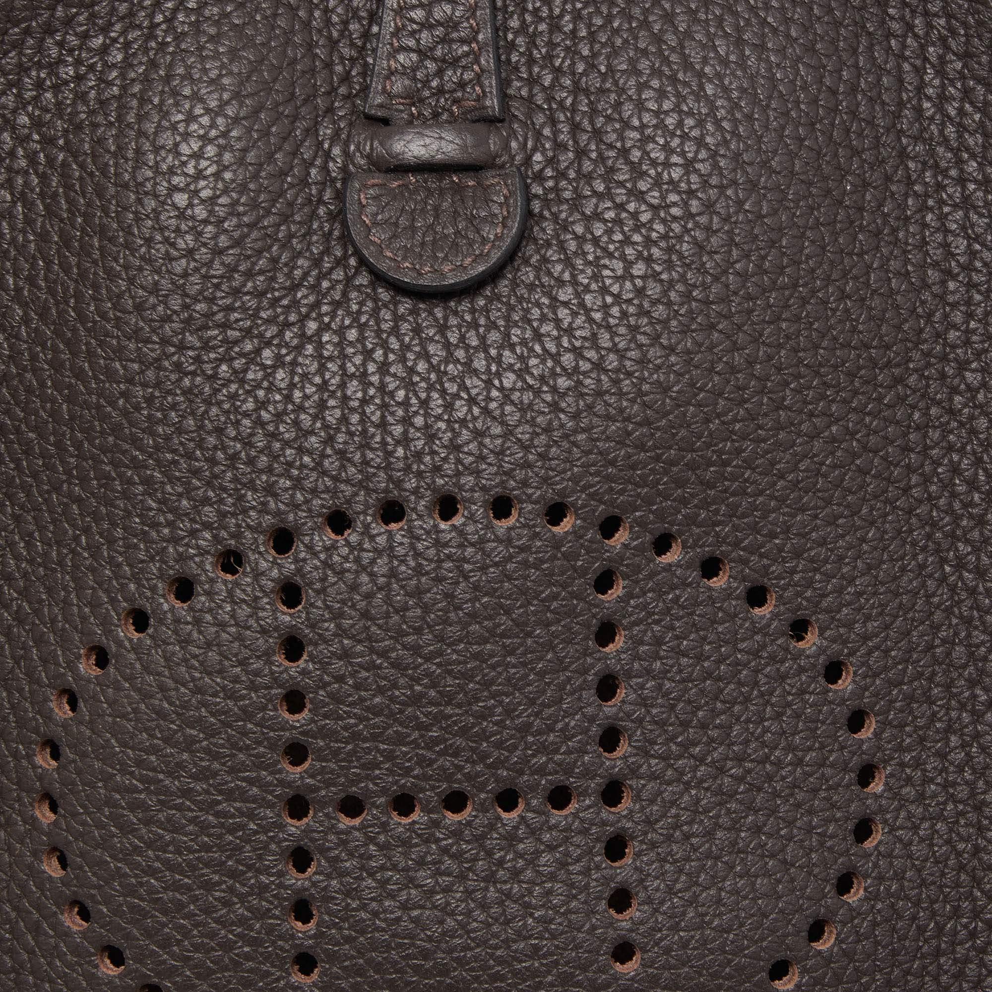 Hermes Chocolat Clemence Leather Evelyne TPM Bag 3