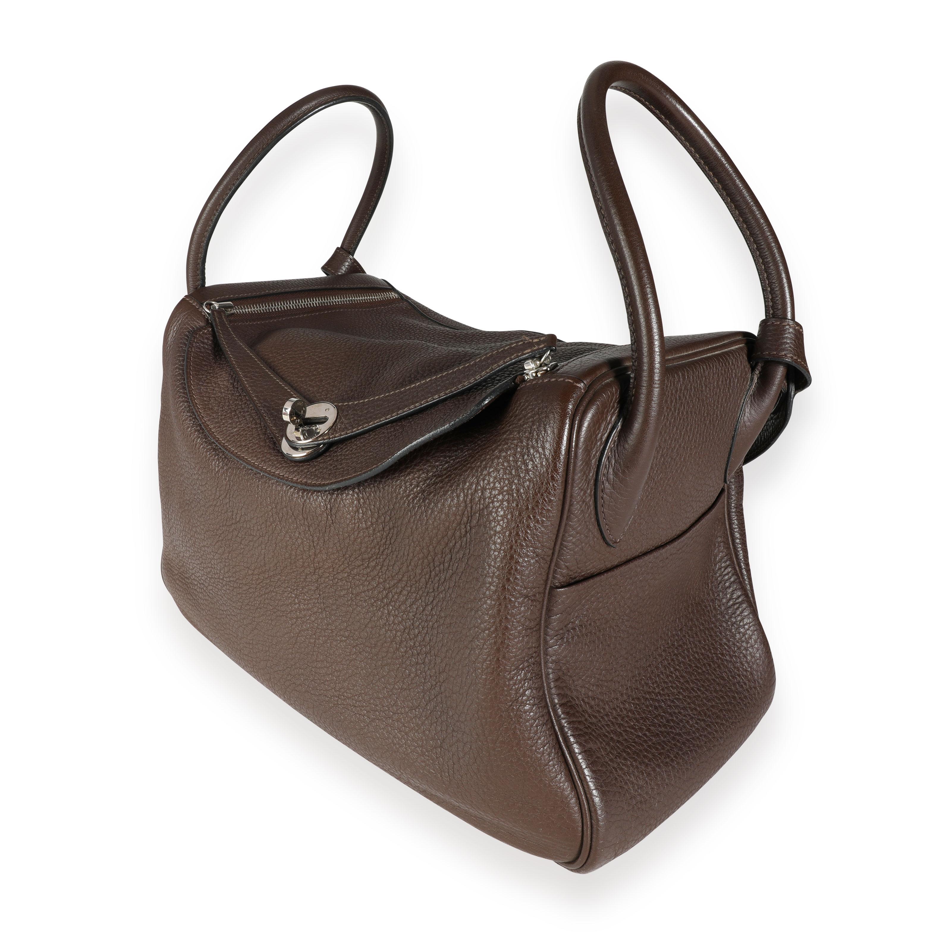 Hermès Chocolat Clémence Leather Lindy 34 PHW 2