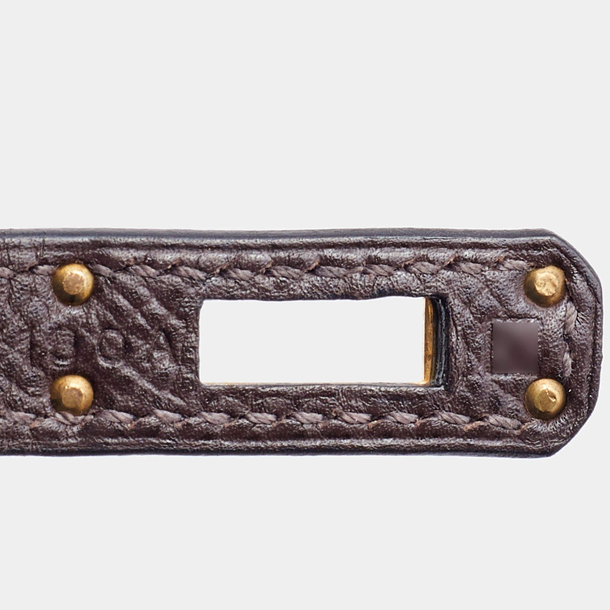 Hermes Chocolat Epsom Leather Gold Finish Birkin 25 Bag 5