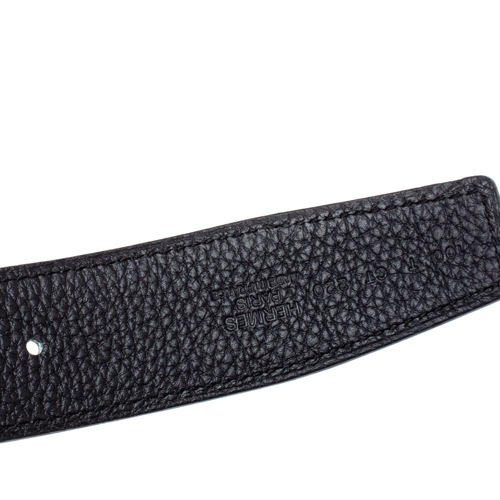 Black Hermes Chocolat Leather Reversible Domino Belt 100 CM