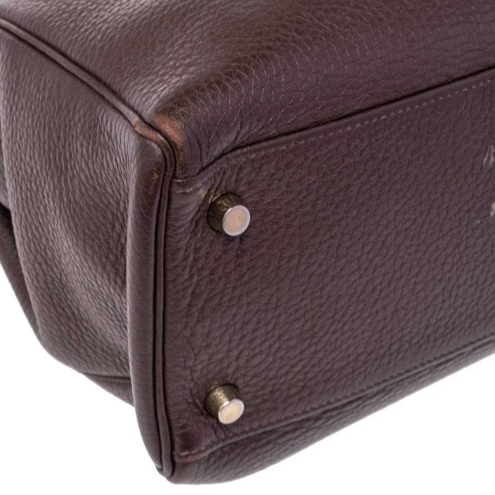 Hermes Chocolat Taurillon Clemence Leather Gold Hardware Kelly Retourne 32 Bag 10