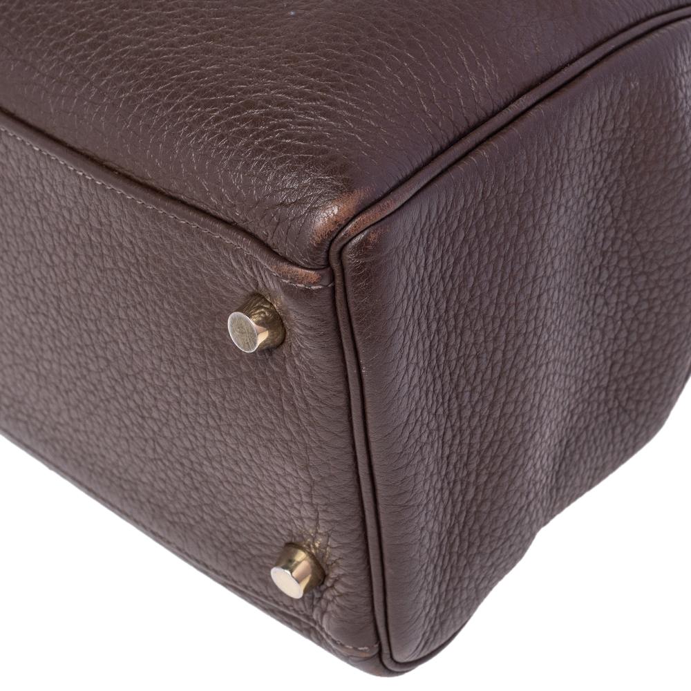 Hermes Chocolat Taurillon Clemence Leather Gold Hardware Kelly Retourne 32 Bag 12