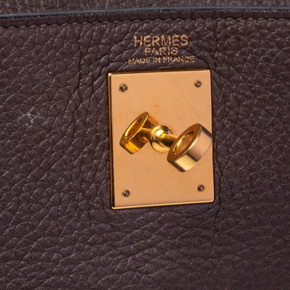 Hermes Chocolat Taurillon Clemence Leather Gold Hardware Kelly Retourne 32 Bag 2